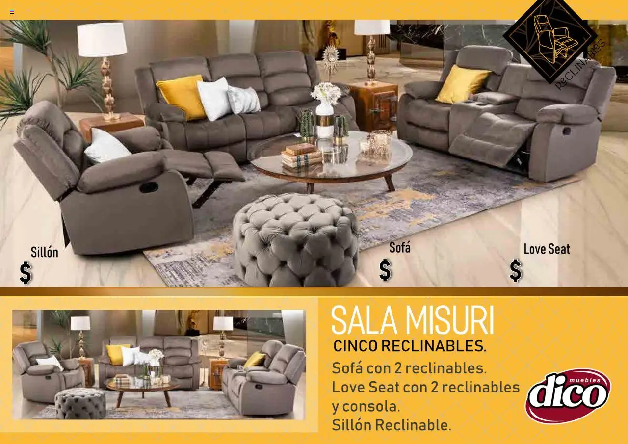 Nuevas ofertas de Muebles Dico válidas en toda la República Mexicana desde el 12.02.2025. ¡Encuentra las mejores ofertas en Muebles Dico catálogo Salas Reclinables! | Página: 19 | Productos: Sofá, Sillón