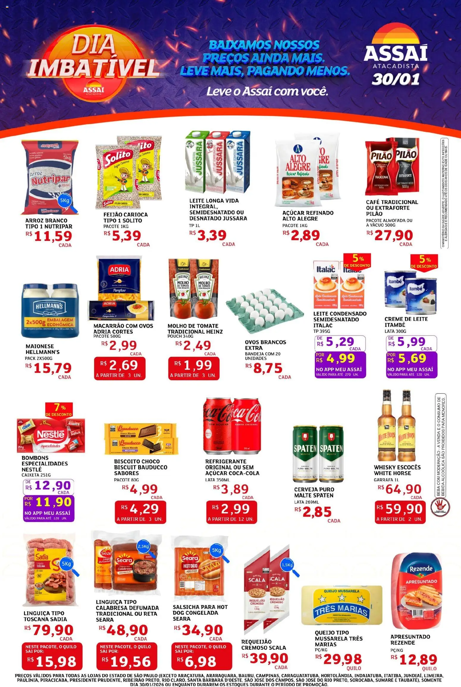 Assaí Atacadista Folheto - válido de 30.01.2026 | Página: 1 | Produtos: Molho de tomate, Arroz, Creme, Requeijão