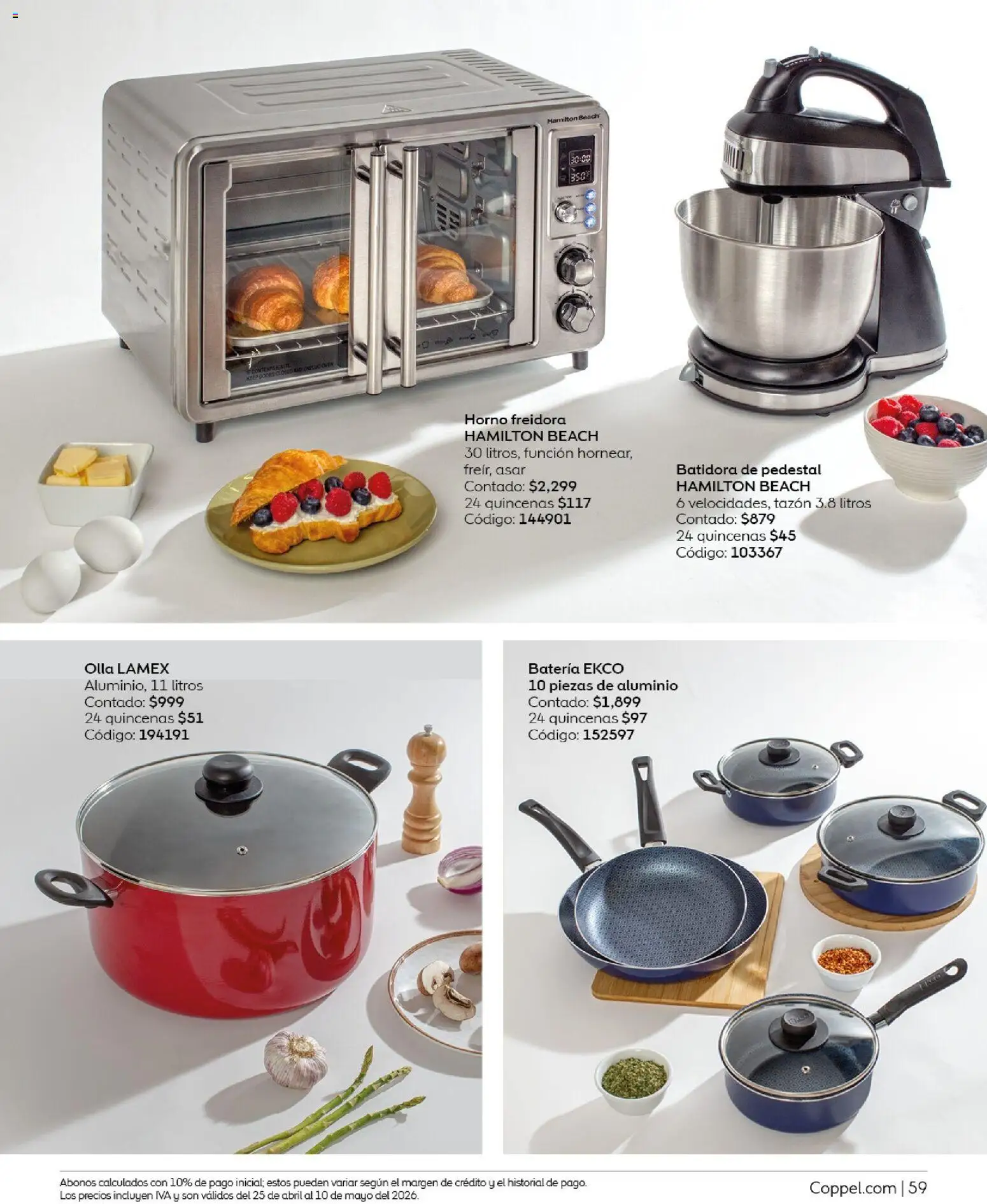 Nuevas ofertas de Coppel válidas en toda la República Mexicana desde el 25.04.2026. ¡Encuentra las mejores ofertas en Coppel catálogo Los regalos que mamá siempre quiere! | Página: 59 | Productos: Horno, Batidora, Batería, Olla