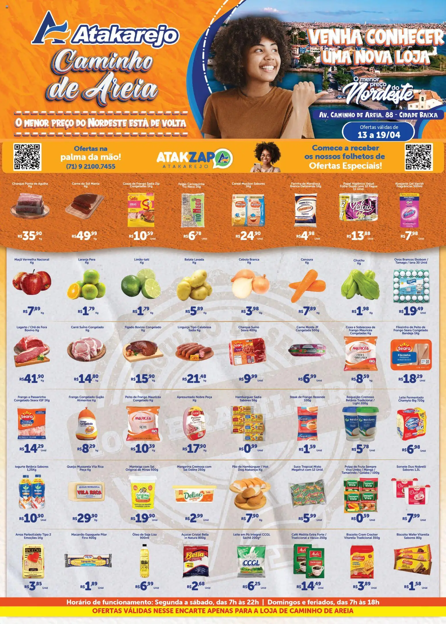 Atakarejo Folheto - válido de 13.04.2026 | Página: 1 | Produtos: Macarrão, Carne, Vanish, Carne moída