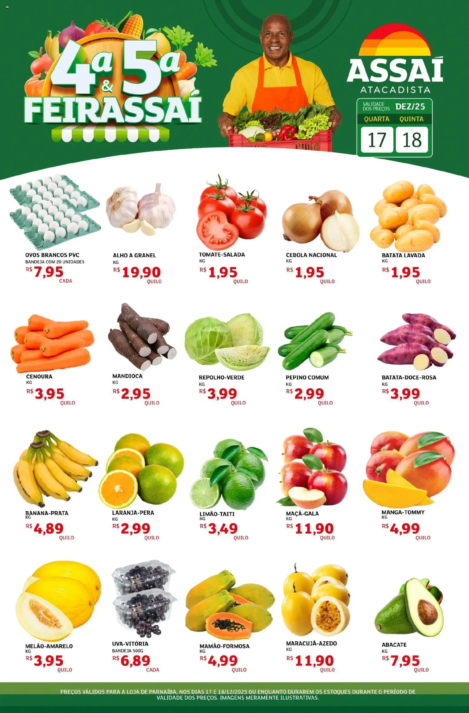 Assaí Atacadista Folheto - válido de 17.12.2025 | Página: 1 | Produtos: Mandioca, Cenoura, Bandeja, Batata