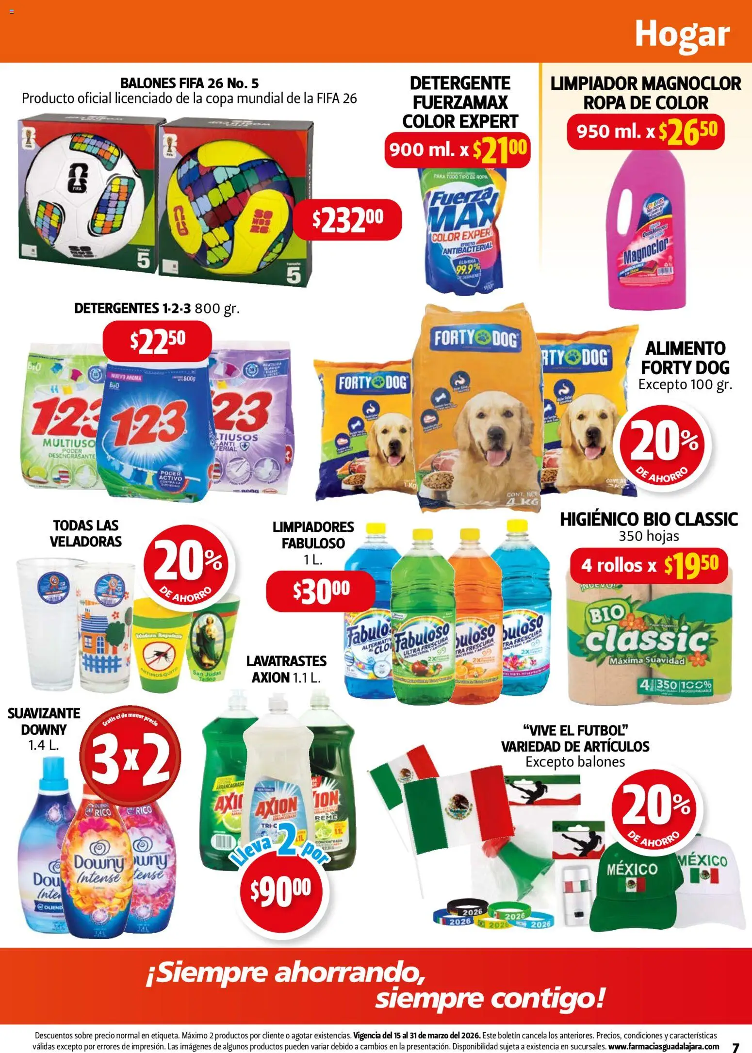 Nuevas ofertas de Farmacia Guadalajara válidas en toda la República Mexicana desde el 15.03.2026. ¡Encuentra las mejores ofertas en Farmacia Guadalajara catálogo! | Página: 7 | Productos: Detergente, Col, Desengrasante, Sobre