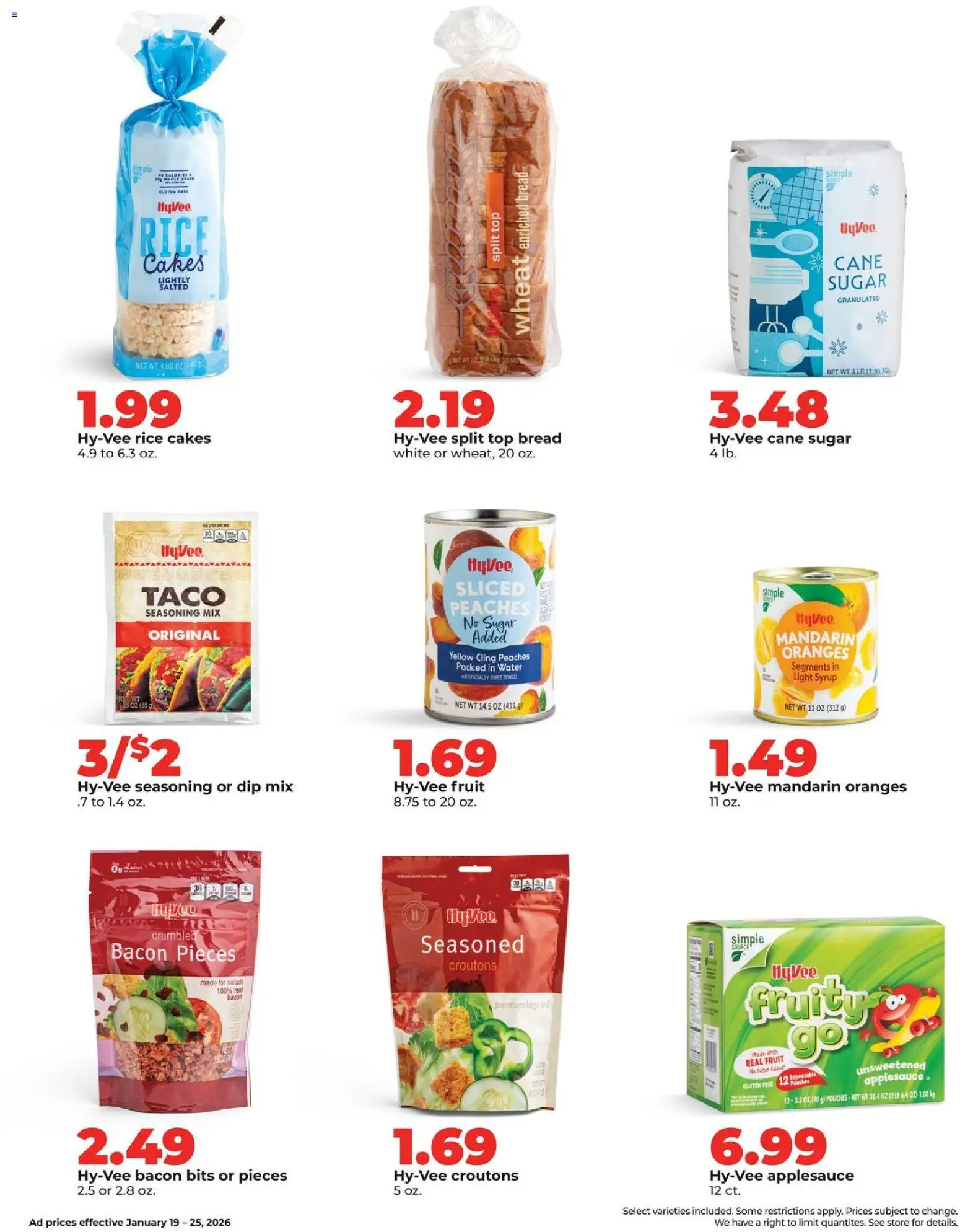HyVee Weekly Ad - valid from 19.01.2026 | Page: 18 | Products: Peaches, Bread, Rice, Water