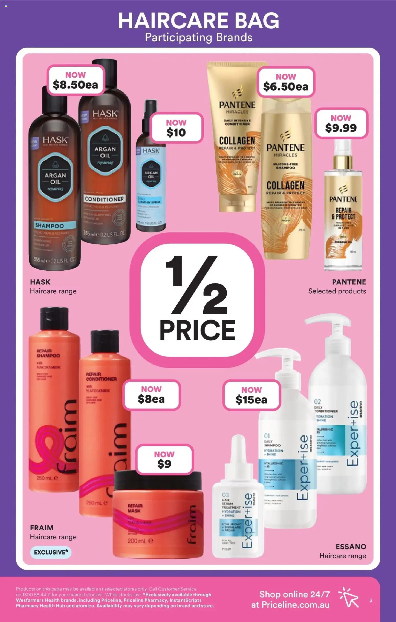Priceline Pharmacy catalogue - valid from 22.01.2026 | Page: 3 | Products: Shampoo, Mask, Collagen, Bag