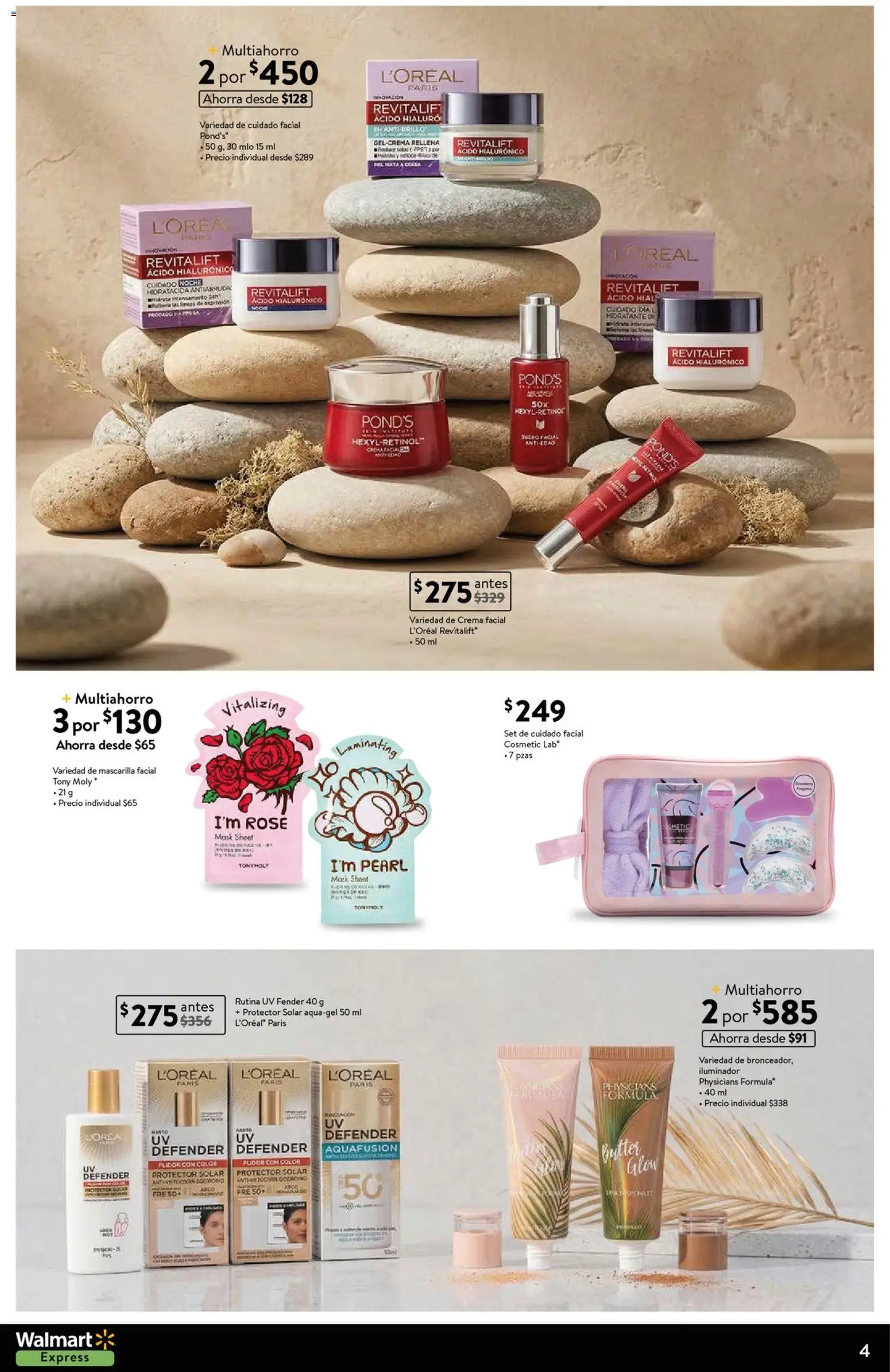 Nuevas ofertas de Walmart Express válidas en toda la República Mexicana desde el 13.04.2026. ¡Encuentra las mejores ofertas en Walmart Express folleto Aquí mamá encuentra todo y tú, el regalo ideal! | Página: 4 | Productos: Iluminador, Crema, Brillo, Protector solar