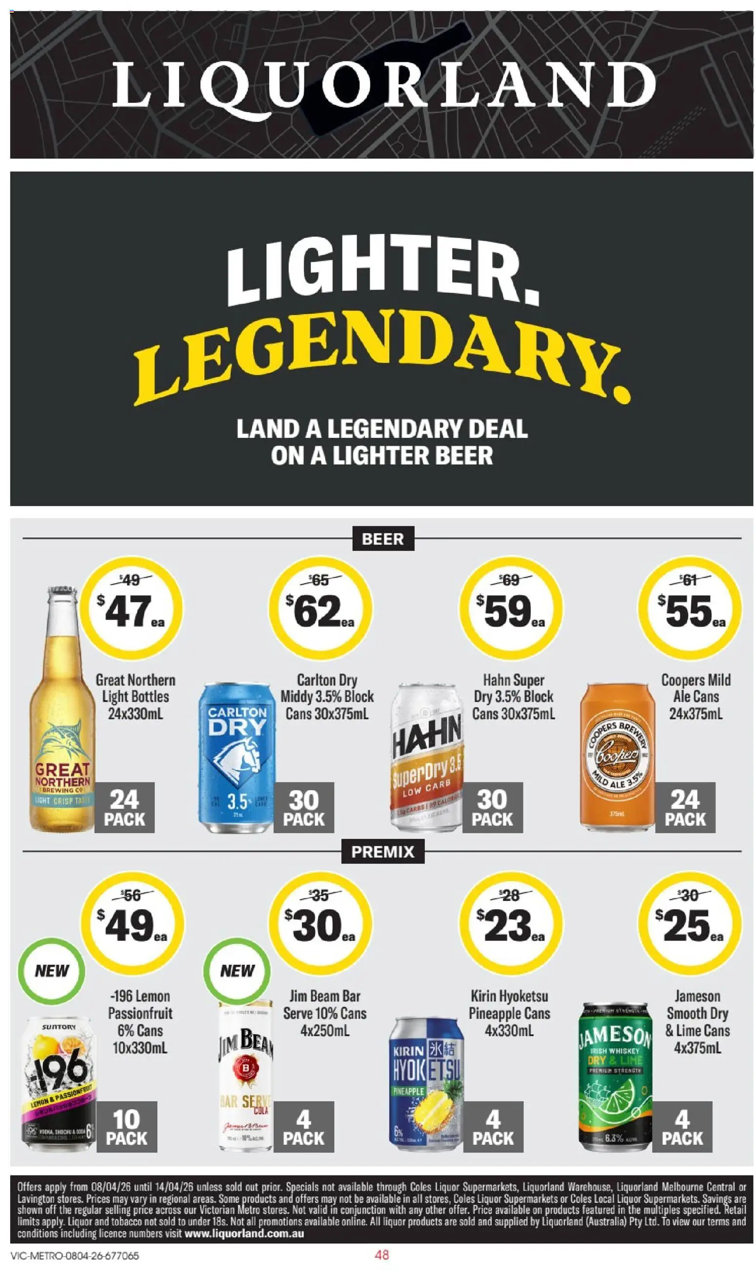 Liquorland catalogue - valid from 08.04.2026 | Page: 1 | Products: Light, Passionfruit, Whiskey, Lime