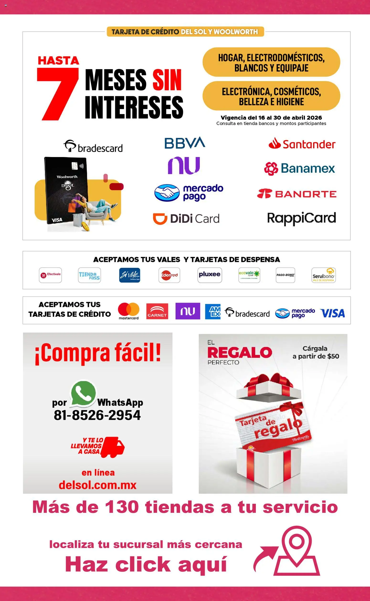 Nuevas ofertas de Del Sol y Woolworth válidas en toda la República Mexicana desde el 16.04.2026. ¡Encuentra las mejores ofertas en Del Sol y Woolworth catálogo Si Mamá Lo Quiere, ¡Lo Tenemos! | Página: 17 | Productos: Despensa, Té