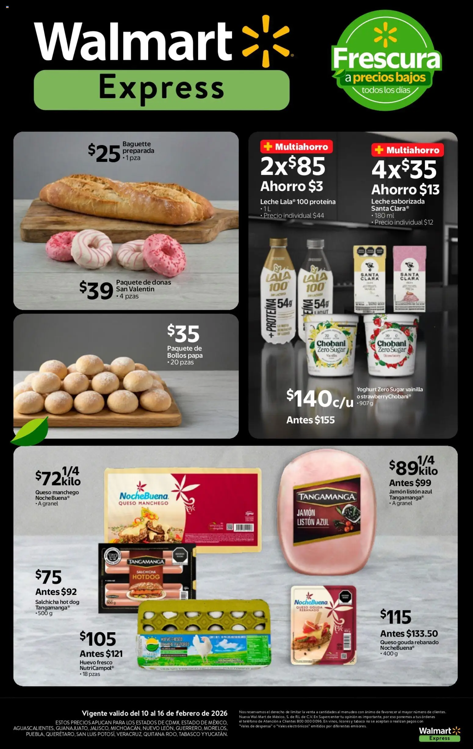 Nuevas ofertas de Walmart Express válidas en toda la República Mexicana desde el 10.02.2026. ¡Encuentra las mejores ofertas en Walmart Express folleto Frescura a precios bajos! | Página: 3