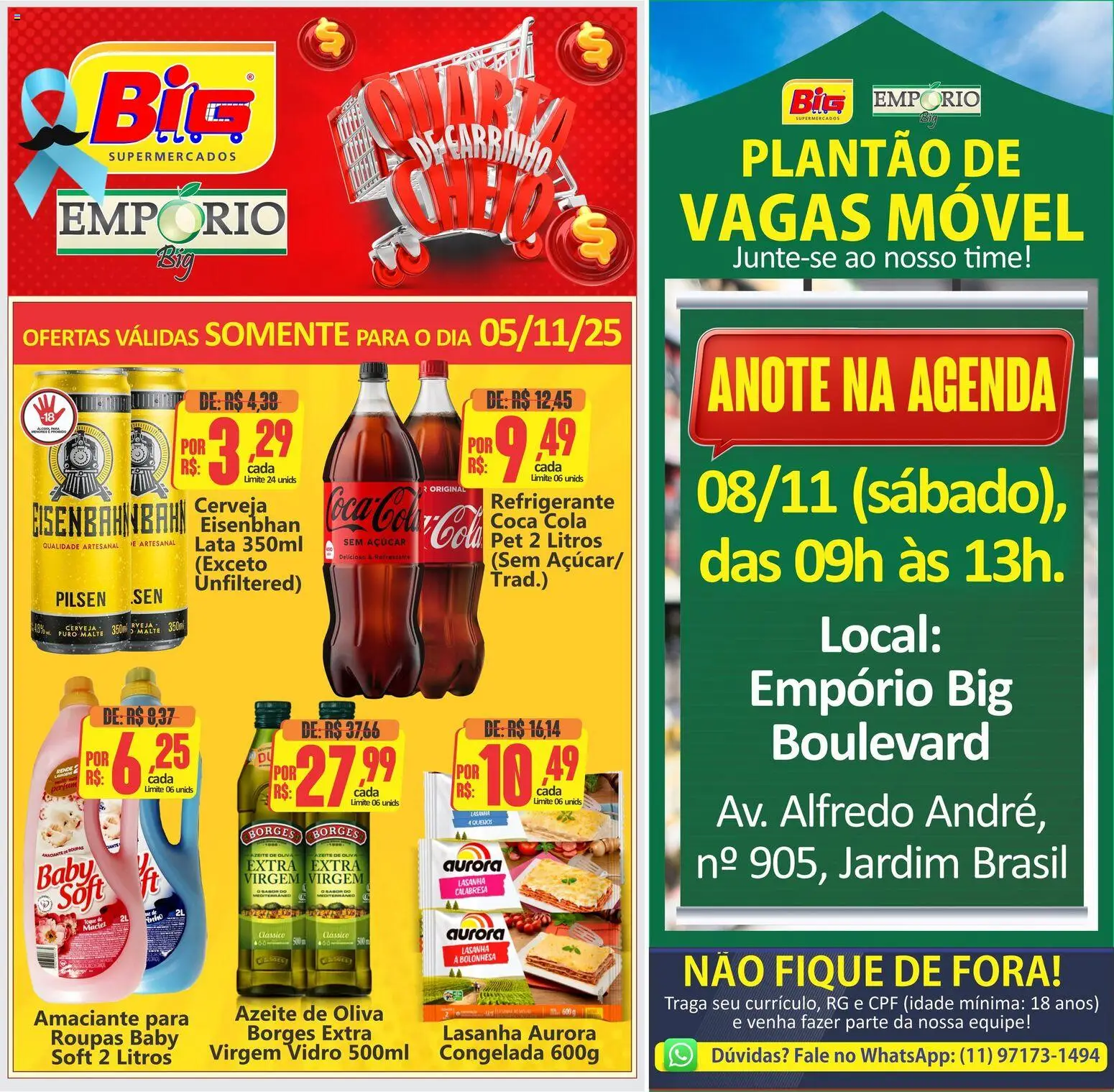 Big Supermercados Folheto - válido de 05.11.2025 | Página: 1 | Produtos: Amaciante de roupas, Cerveja, Refrigerante, Amaciante
