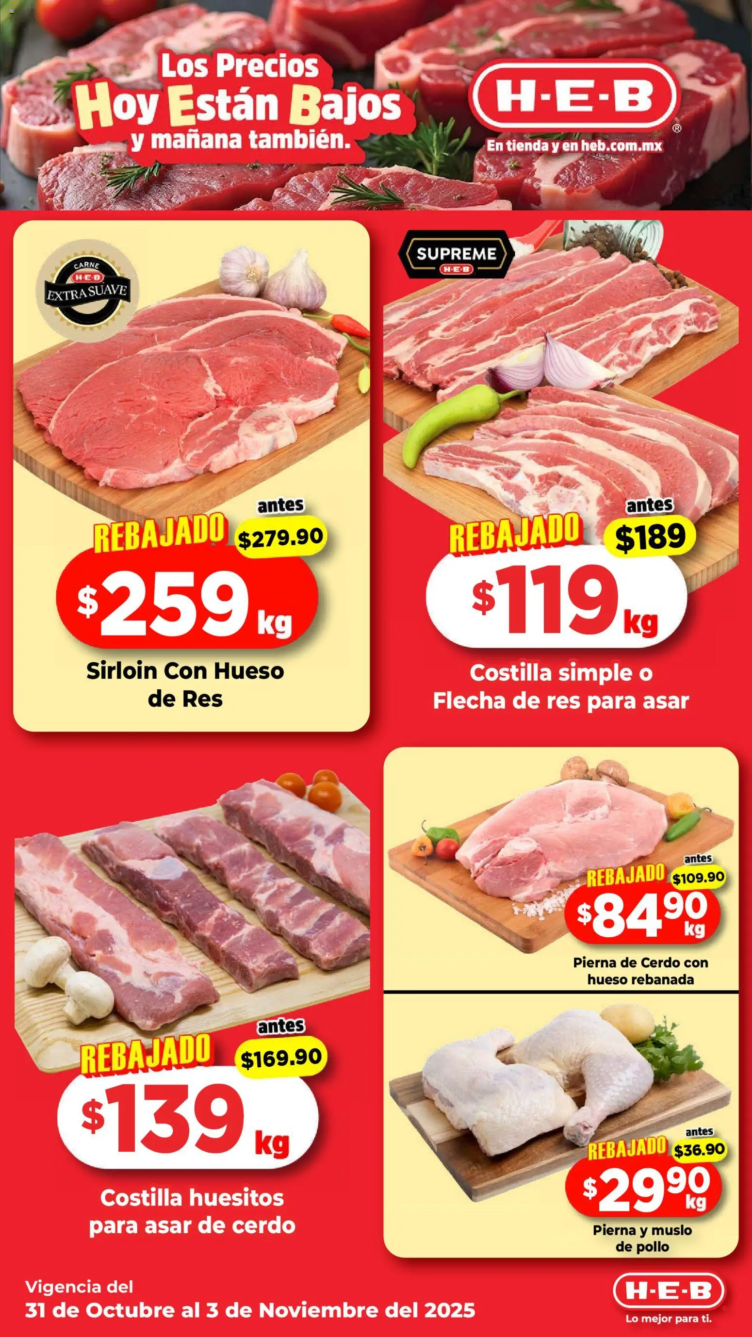 Nuevas ofertas de H-E-B válidas en toda la República Mexicana desde el 31.10.2025. ¡Encuentra las mejores ofertas en H-E-B folleto! | Página: 6 | Productos: Pollo, Cerdo, Res