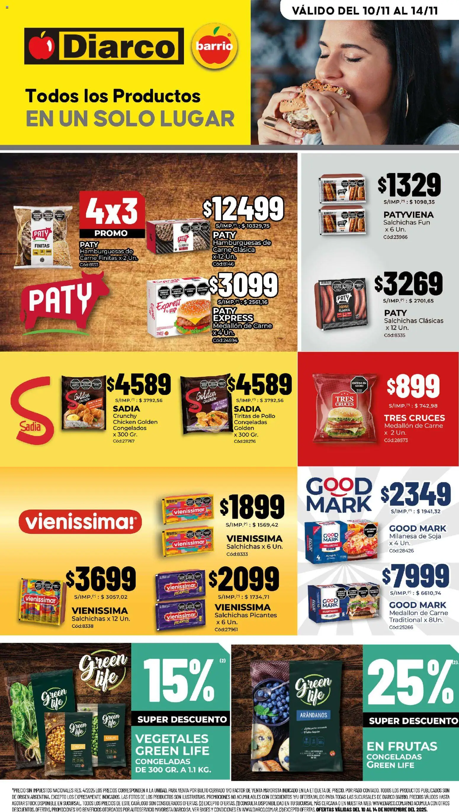 Diarco - Especial Quickfood │ válido desde el 10.11.2025 | Página: 1 | Productos: Pollo, Milanesa, Arvejas, Arándanos