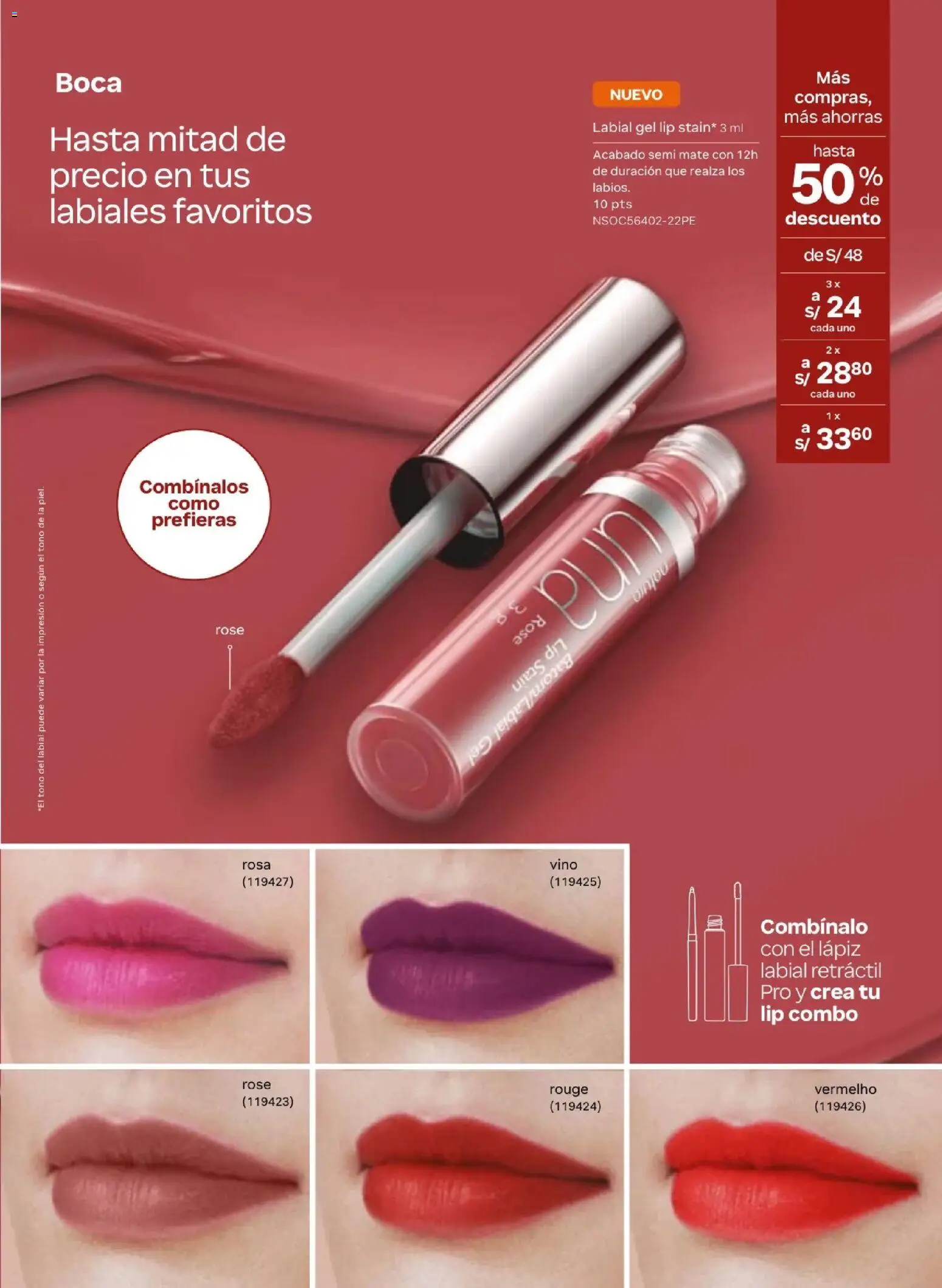 Catálogo Natura válido desde 31.03.2026 | Página: 78 | Productos: Lápiz labial, Vino