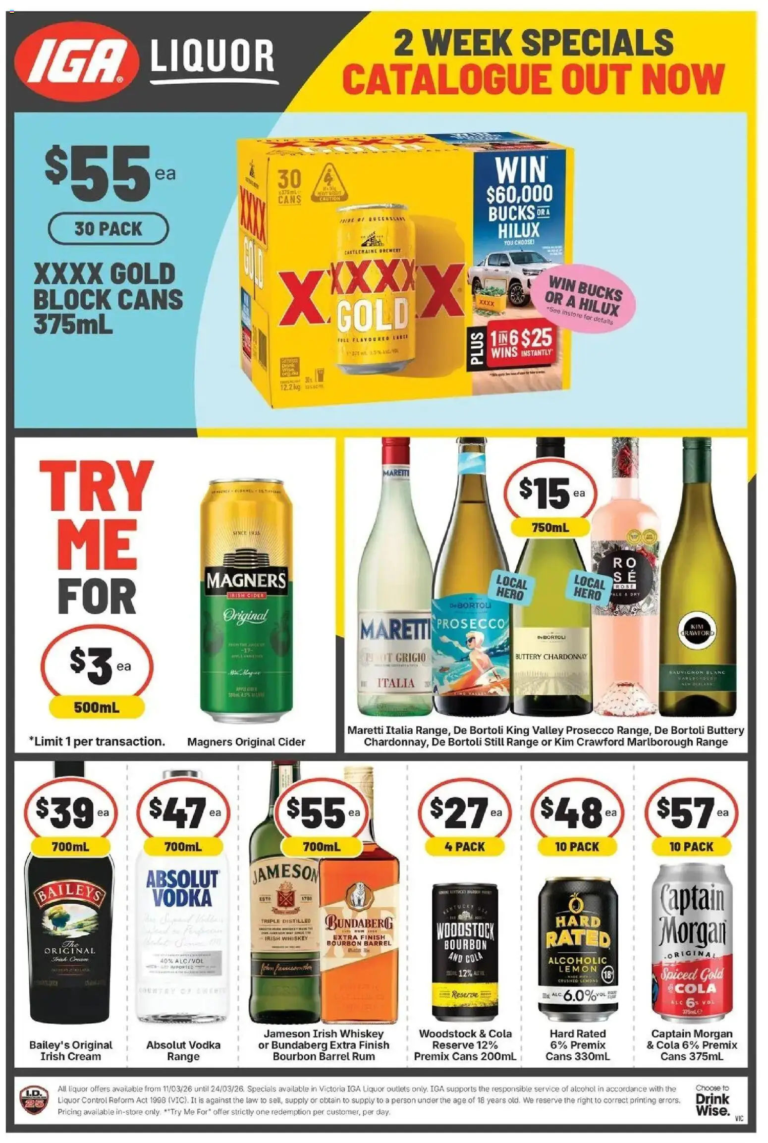 Deals catalogue - valid from 24.03.2026 | Page: 1 | Products: Bourbon, Vodka, Whiskey, Rum