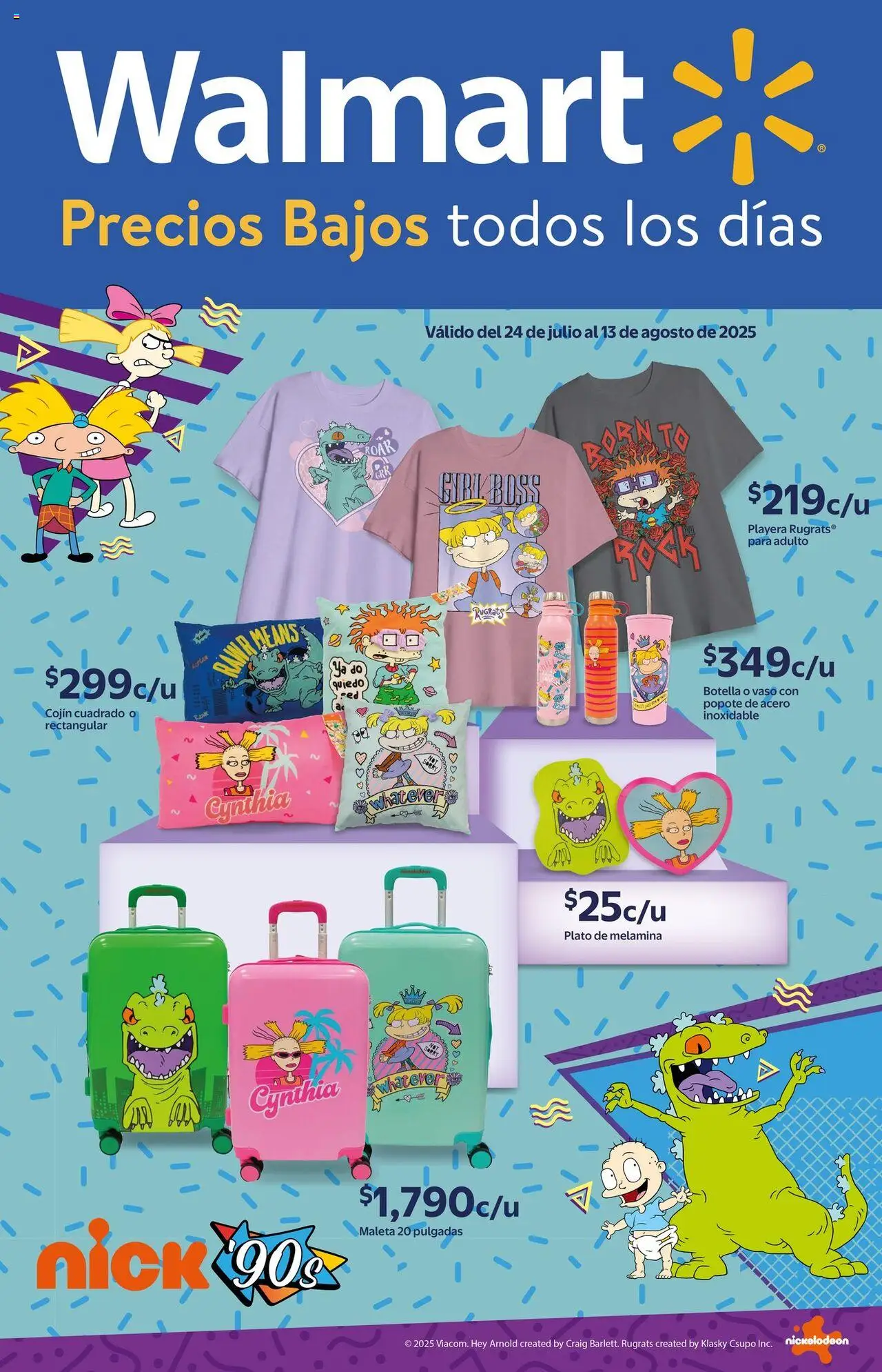 Nuevas ofertas de Walmart válidas en toda la República Mexicana desde el 24.07.2025. ¡Encuentra las mejores ofertas en Walmart Catálogo Nick '90! | Página: 1 | Productos: Maleta, Playera, Botella