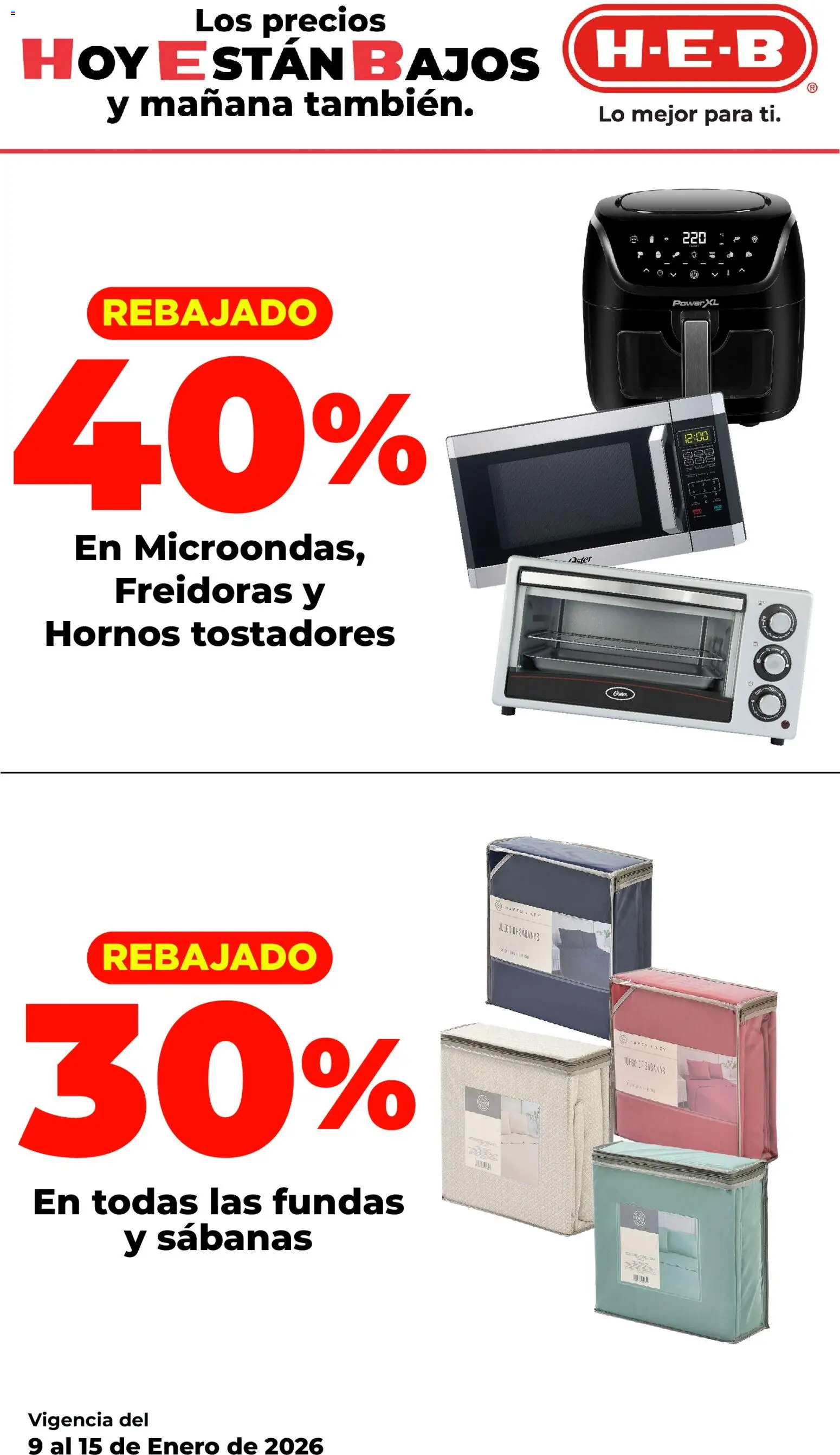 Nuevas ofertas de H-E-B válidas en toda la República Mexicana desde el 09.01.2026. ¡Encuentra las mejores ofertas en H-E-B folleto! | Página: 9 | Productos: Juego, Sabanas