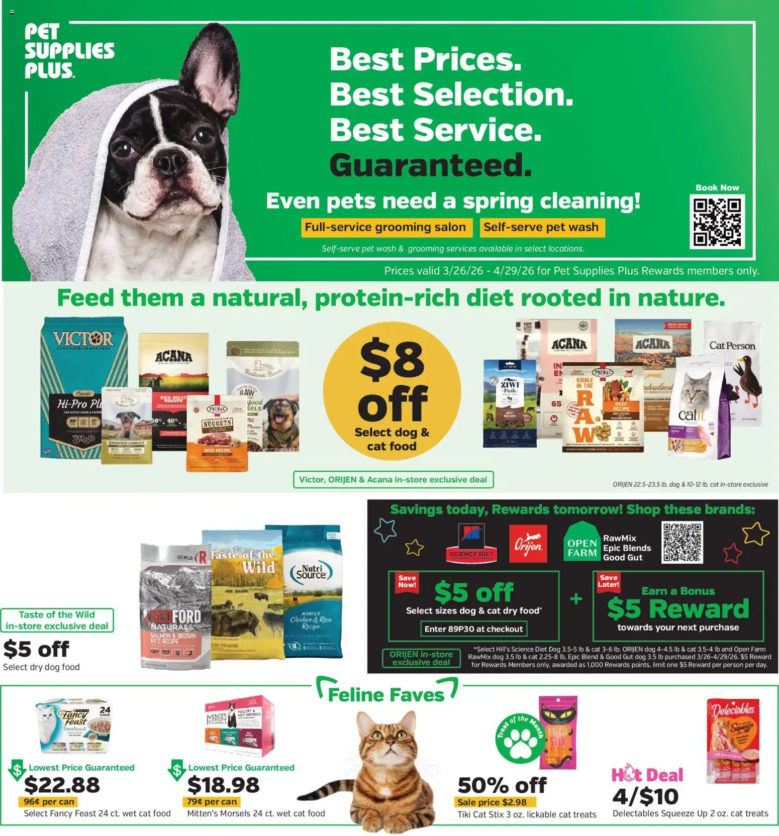 Pet Supplies Plus Weekly Ad - valid from 26.03.2026 | Page: 1 | Products: Cat Food, Rice, Kiwi, Poultry