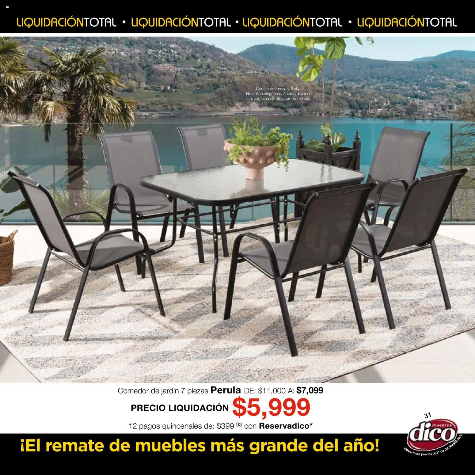 Nuevas ofertas de Muebles Dico válidas en toda la República Mexicana desde el 04.12.2025. ¡Encuentra las mejores ofertas en Muebles Dico Liquidación Total! | Página: 31 | Productos: Mesa