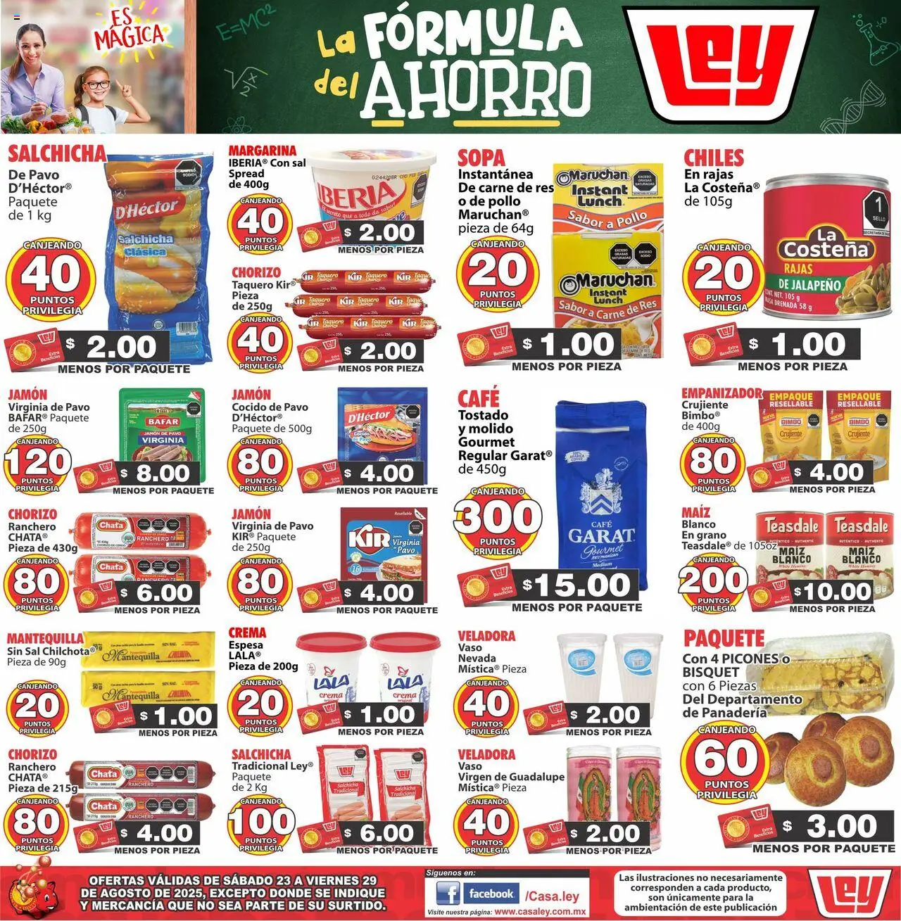 Nuevas ofertas de Casa Ley válidas en toda la República Mexicana desde el 23.08.2025. ¡Encuentra las mejores ofertas en Casa Ley - Folleto Interior! | Página: 3 | Productos: Sal, Sopa, Café, Margarina