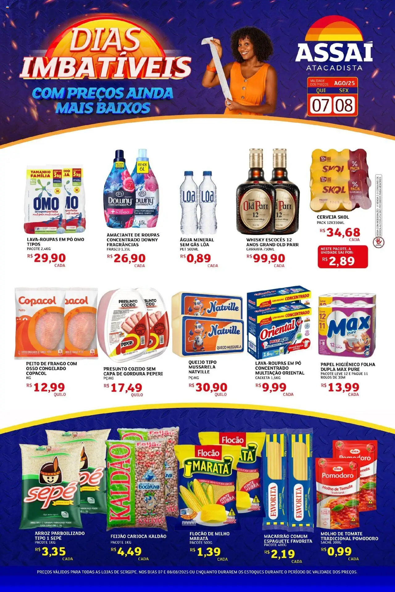 Assaí Atacadista Folheto - válido de 07.08.2025 | Página: 1 | Produtos: Roupas, Água mineral, Sal, Amaciante