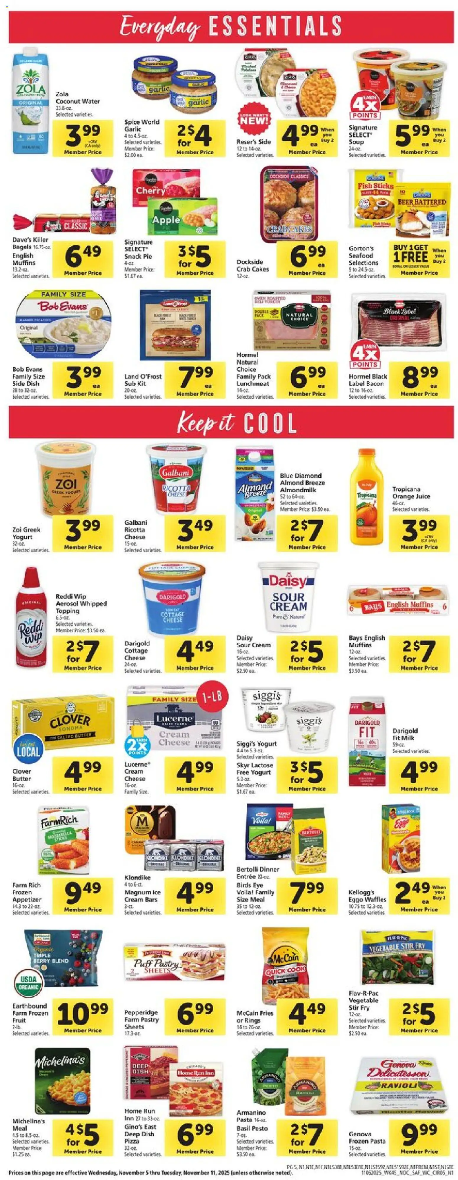 Safeway Weekly Ad - valid from 05.11.2025 | Page: 5 | Products: Beer, Pasta, Water, Seafood