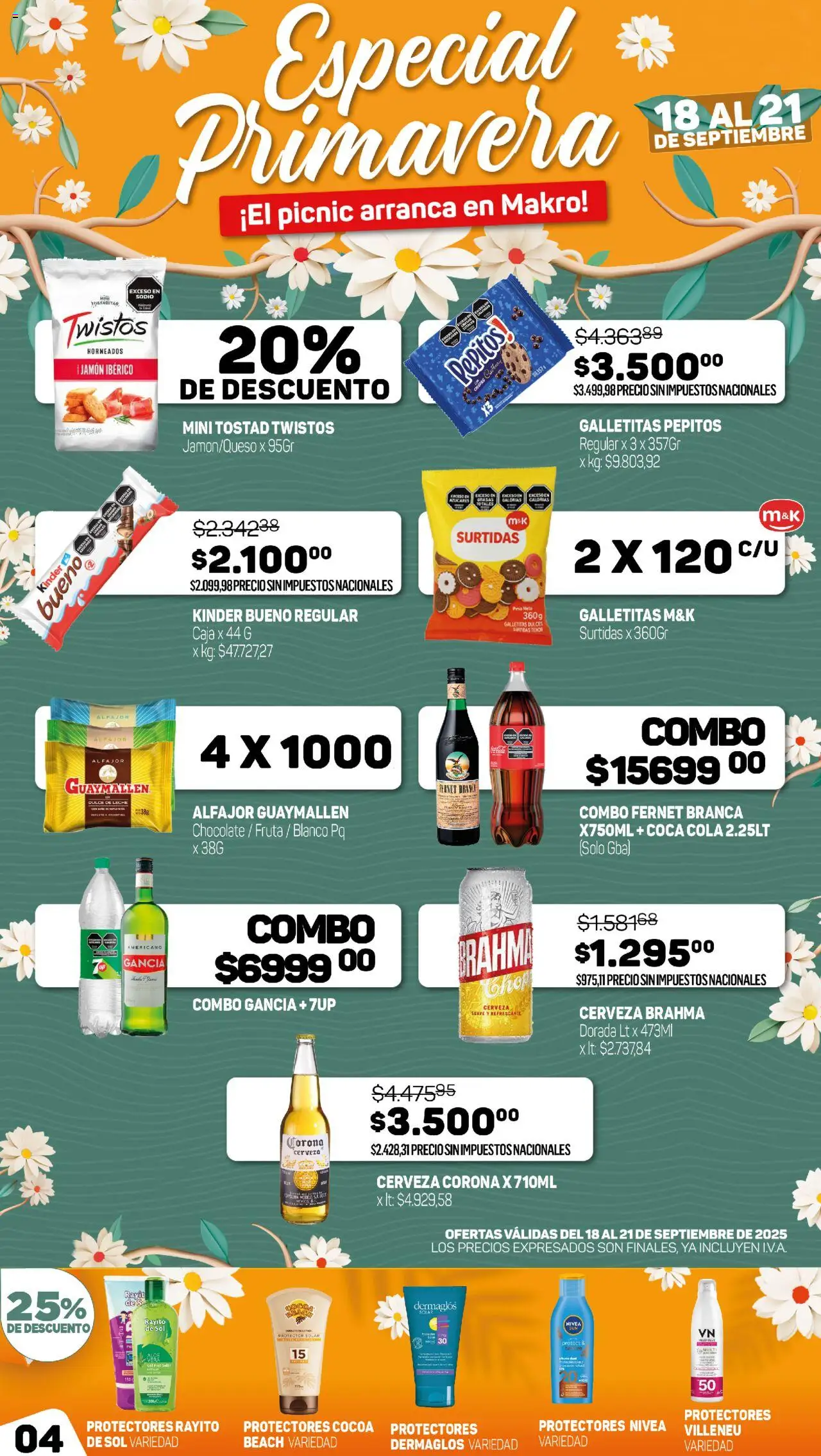 Makro ofertas │ válido desde el 18.09.2025 | Página: 4 | Productos: Galletitas, Caja, Fernet, Chocolate