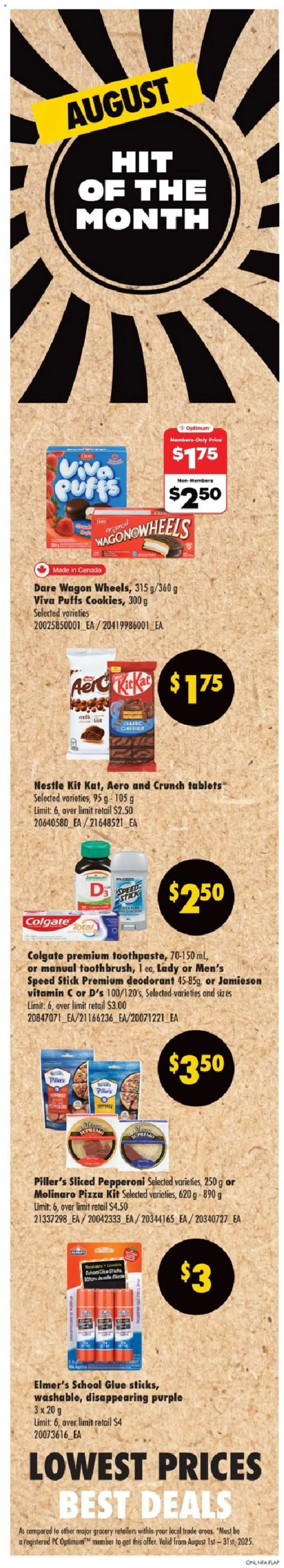 No Frills flyer valid from 14.08.2025 | Page: 11 | Products: Cookies, Toothpaste, Milk, Chocolate