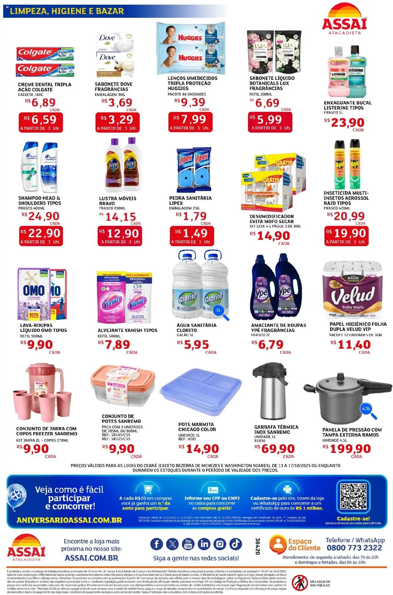 Assaí Atacadista Folheto - válido de 13.10.2025 | Página: 4 | Produtos: Alvejante, Sabonete, Telefone, Vanish