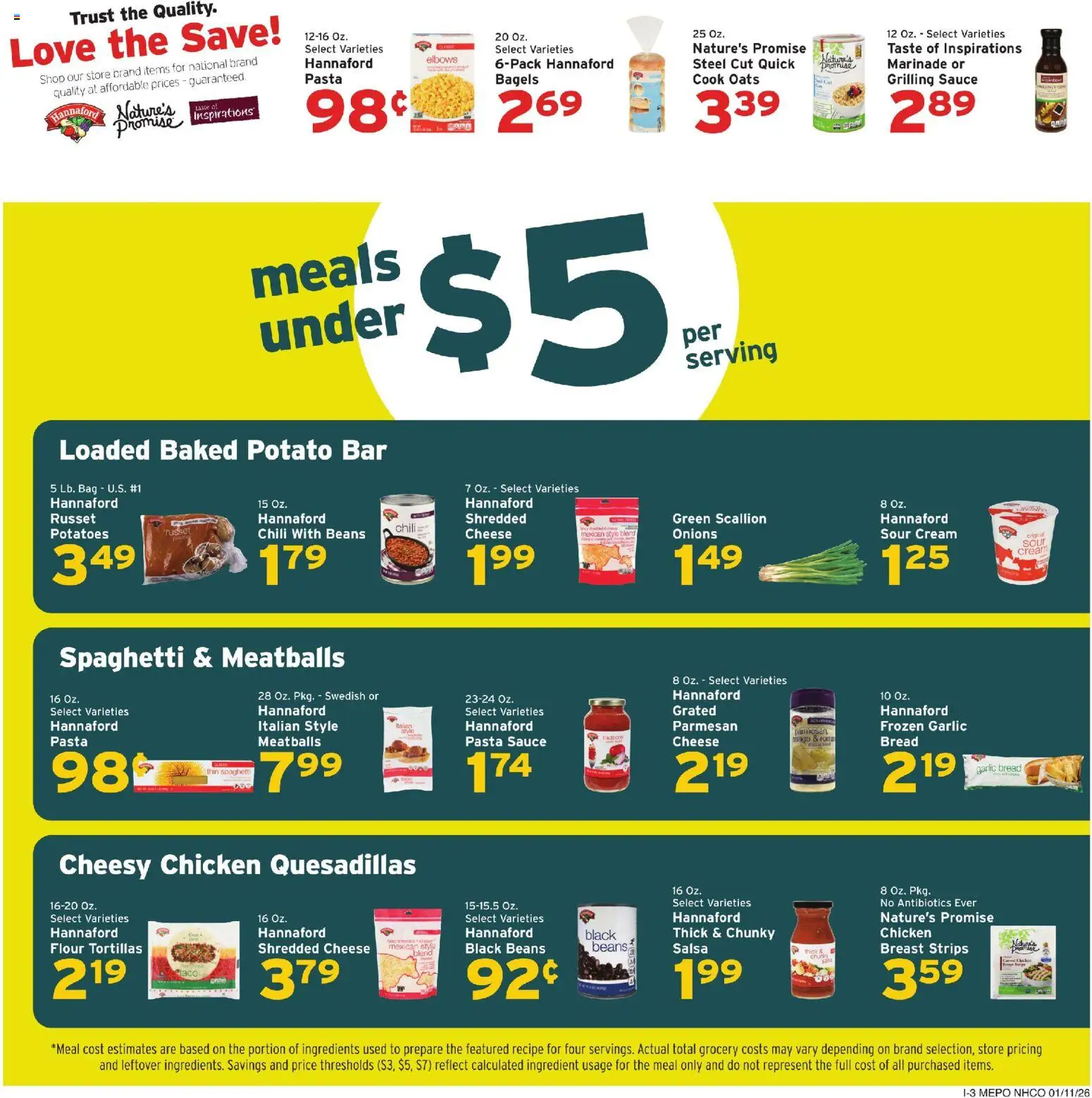 Hannaford Weekly Ad - valid from 11.01.2026 | Page: 11 | Products: Cheese, Pasta, Sauce, Garlic