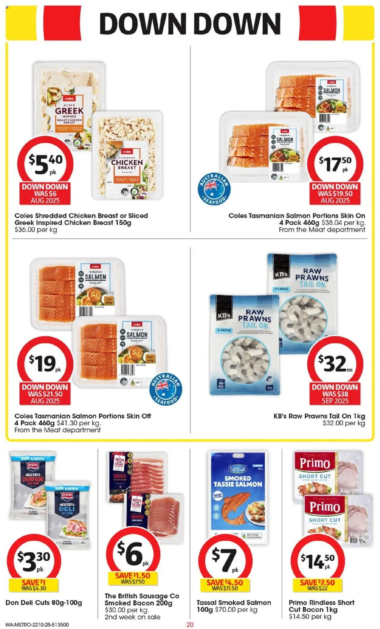 Coles catalogue - valid from 22.10.2025 | Page: 20 | Products: Bacon, Ham, Peel, Chicken