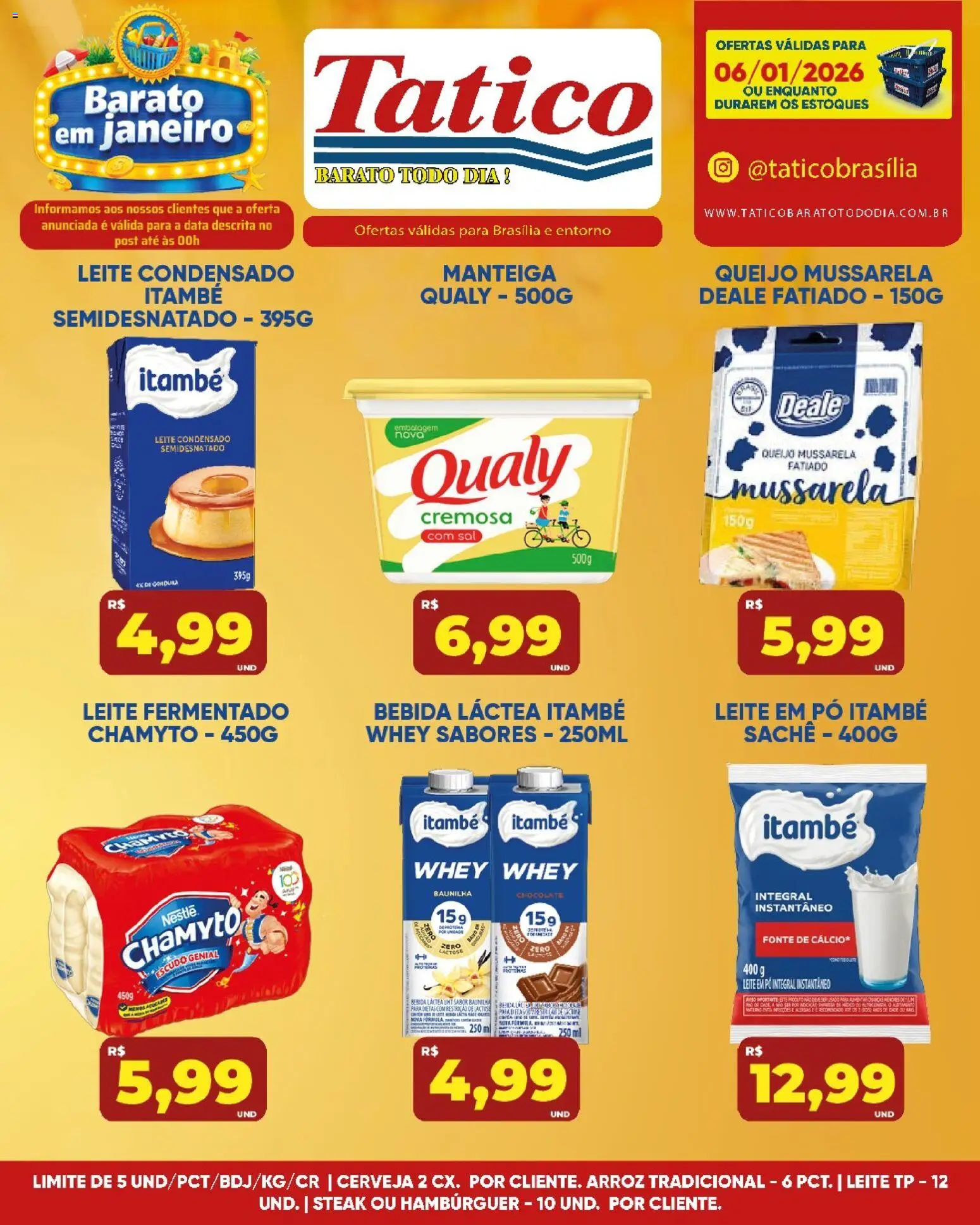 Tatico Folheto - válido de 07.01.2026 | Página: 18 | Produtos: Leite, Cerveja, Arroz, Mussarela