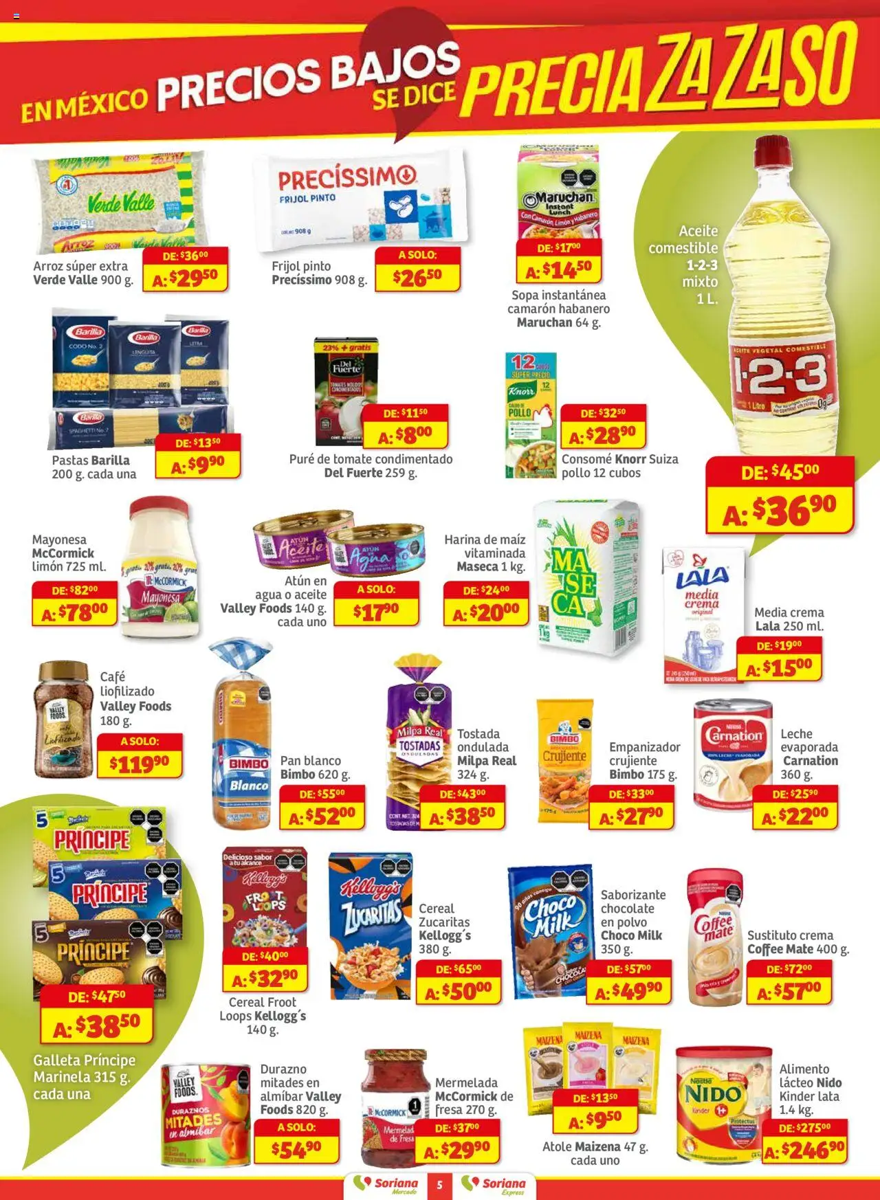 Nuevas ofertas de Soriana válidas en toda la República Mexicana desde el 16.10.2025. ¡Encuentra las mejores ofertas en Soriana - Pesito Valedor Mercado: Ags, Col, Gto, Jal, Mich! | Página: 5 | Productos: Maíz, Fresa, Tomate, Pure de Tomate