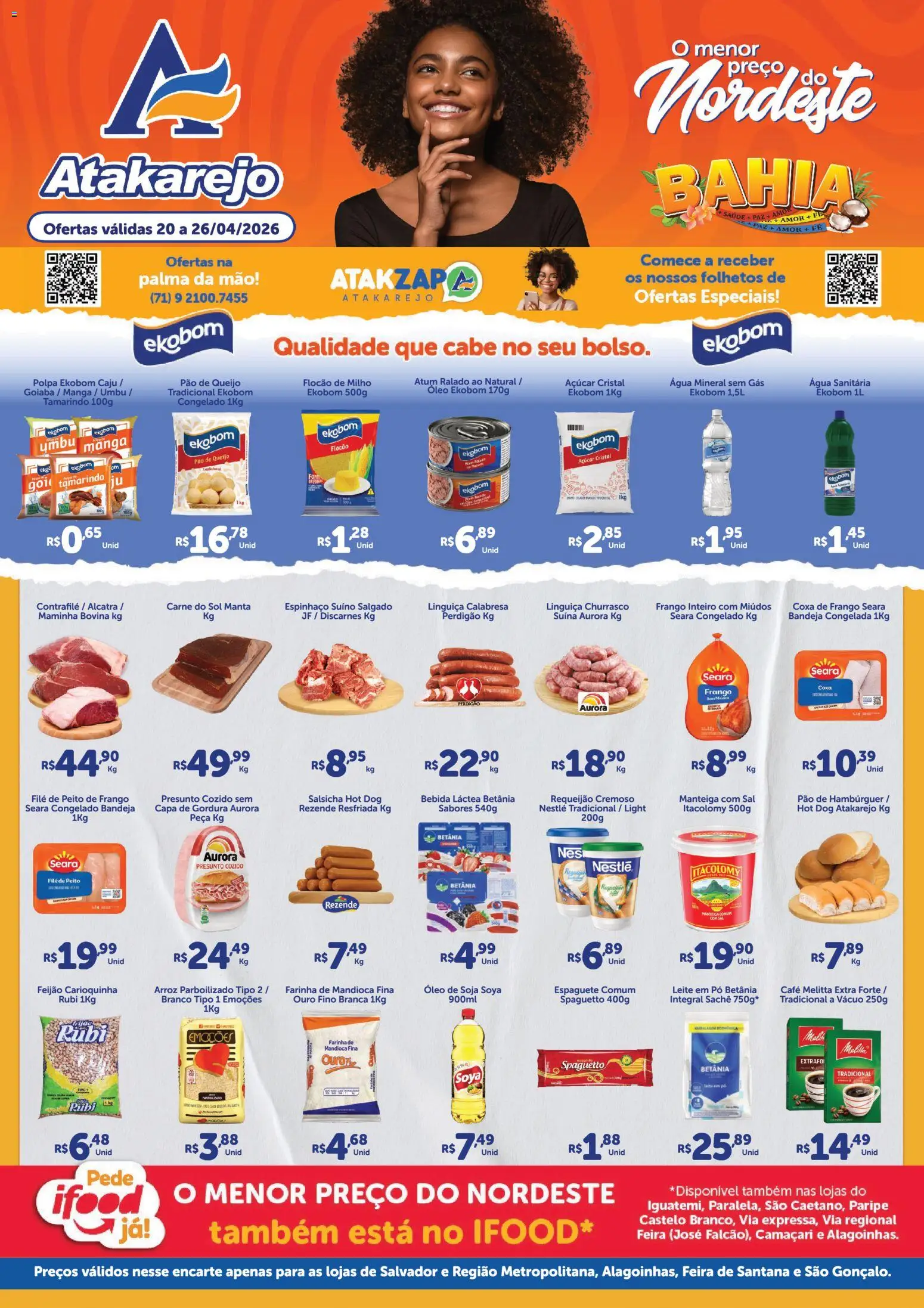 Atakarejo Folheto - válido de 20.04.2026 | Página: 1 | Produtos: Café, Bandeja, Leite em pó, Pão de queijo