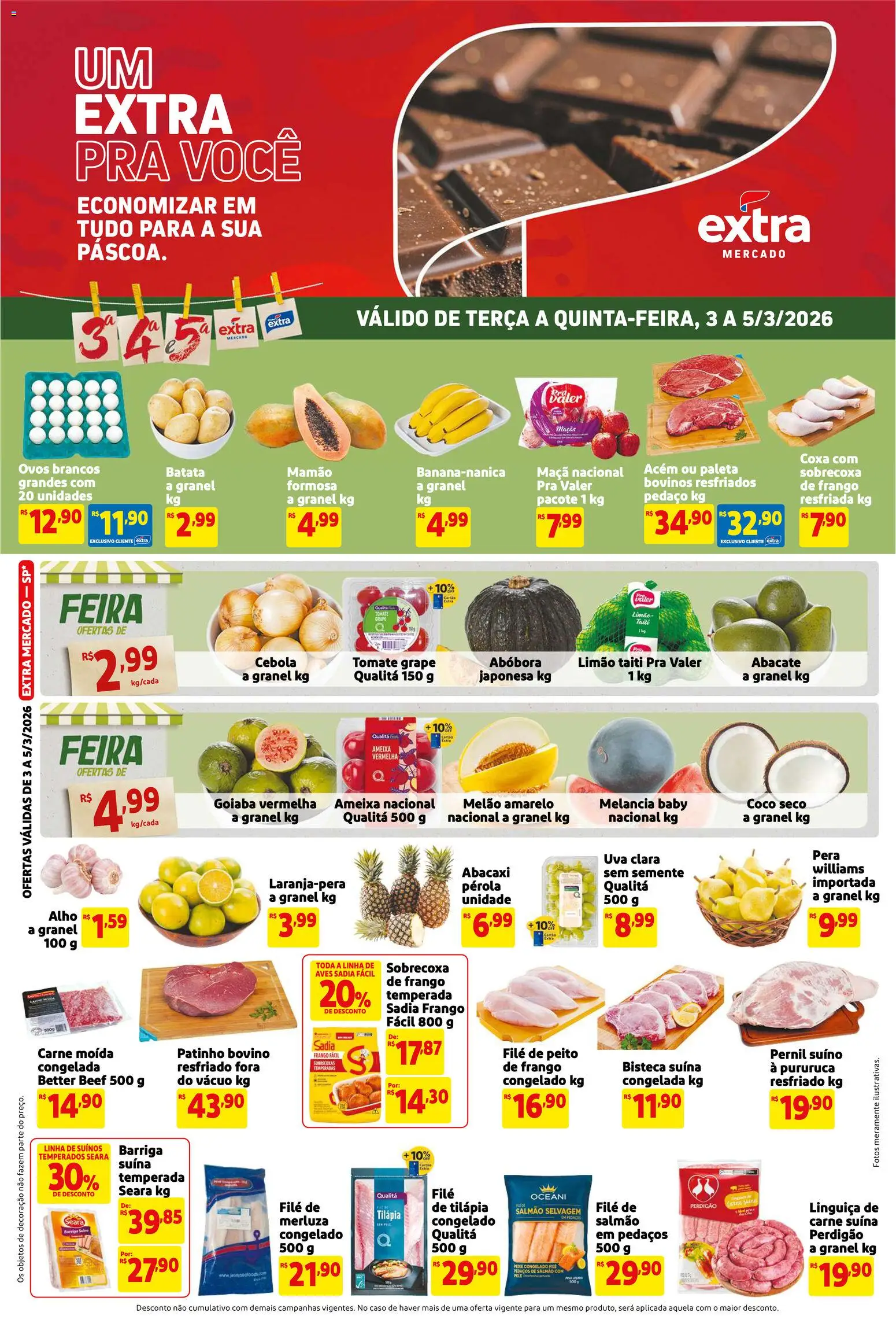 Extra Folheto - válido de 03.03.2026 | Página: 1 | Produtos: Tilápia, Carne, Carne moída, Ameixa