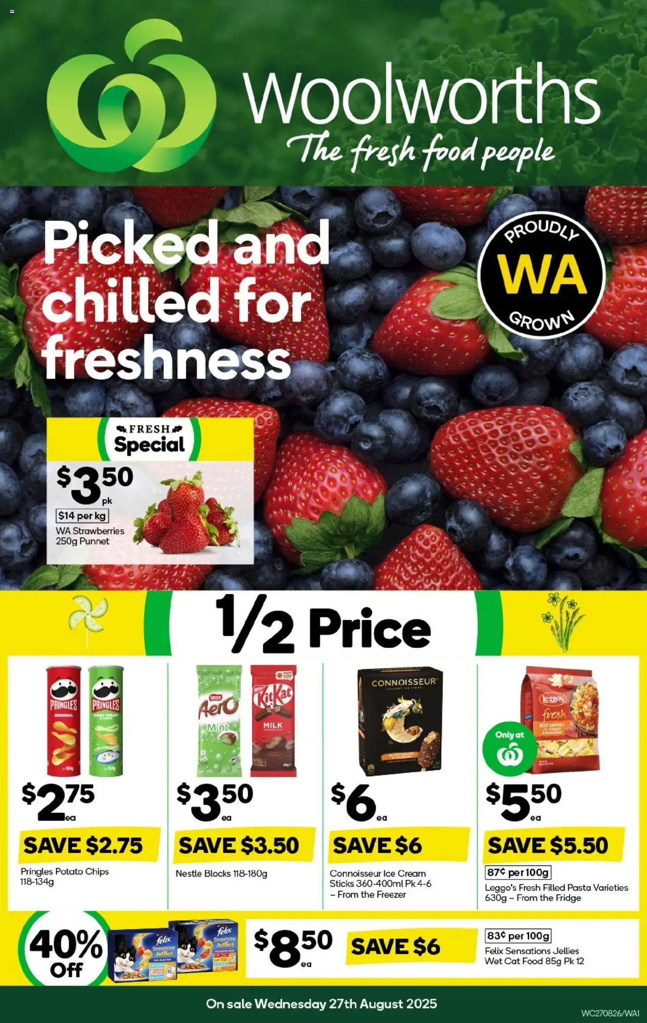 Woolworths catalogue - valid from 27.08.2025 | Page: 1 | Products: Pasta, Chips, Cream, Fridge