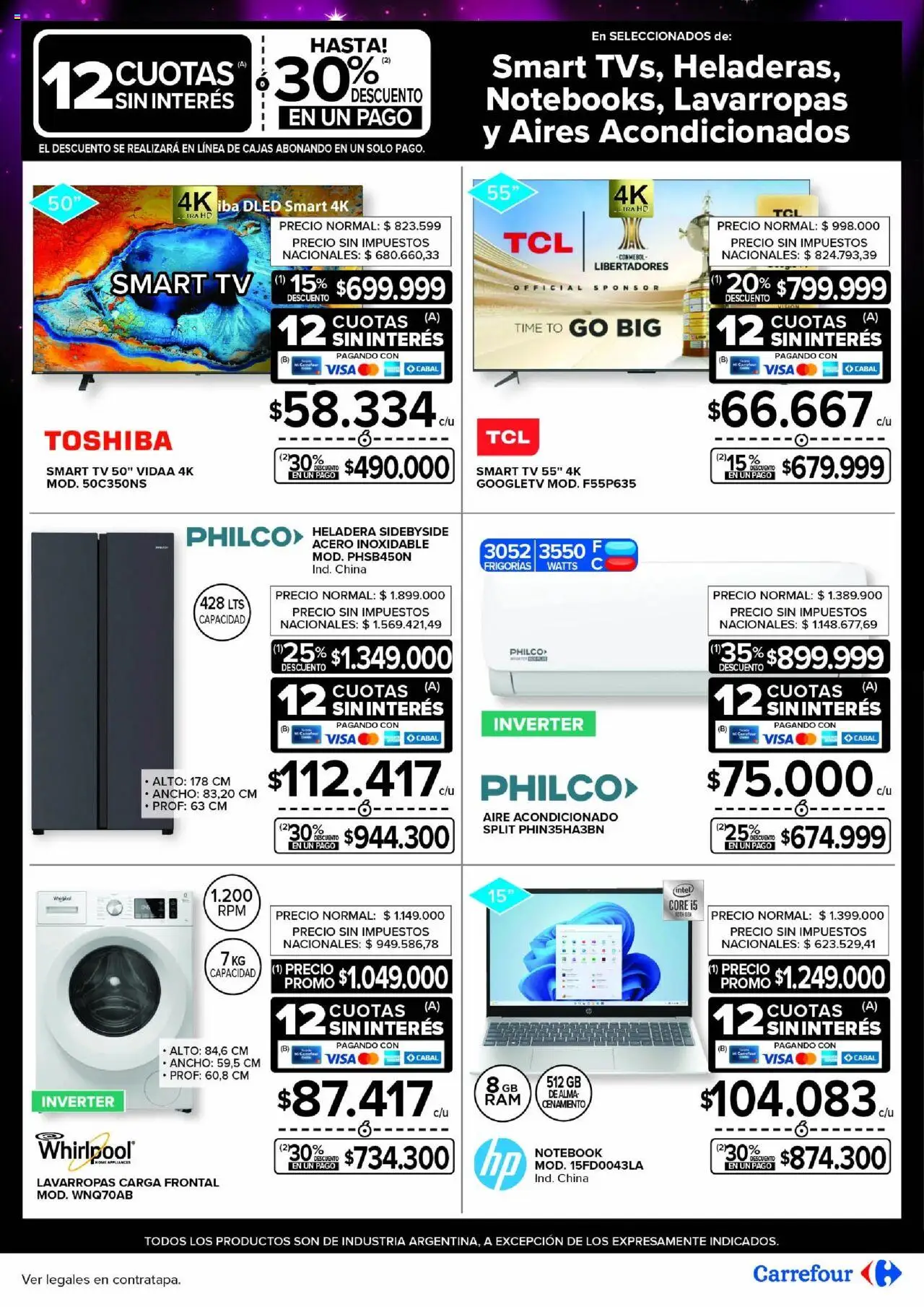 Carrefour - Festival de Ofertas - Salta │ válido desde el 18.09.2025 | Página: 2 | Productos: Aire acondicionado, Lavarropas, Heladera, Notebook