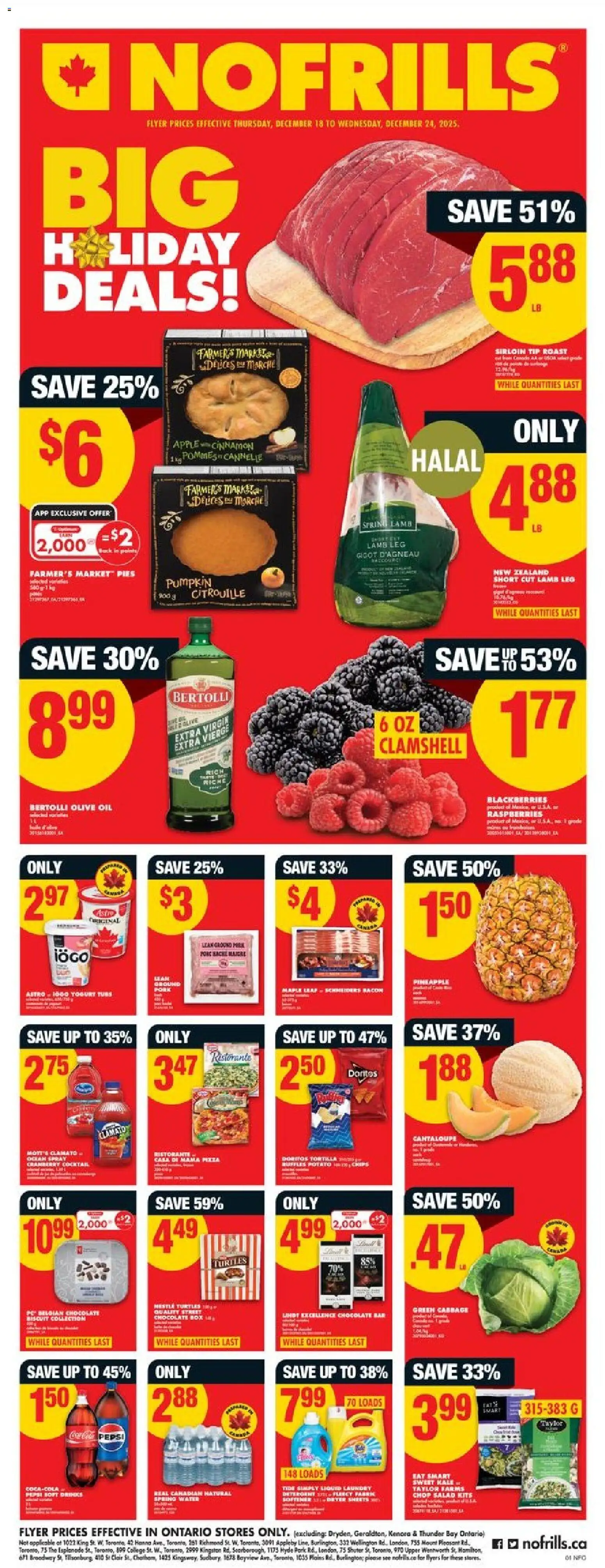 No Frills flyer valid from 18.12.2025 | Page: 2 | Products: Box, Yogurt, Pizza, Juice