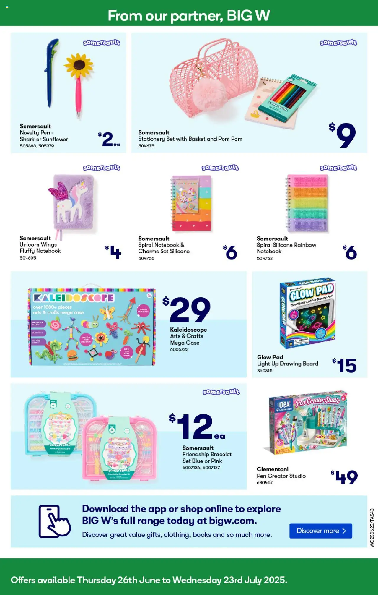 Woolworths catalogue - valid from 25.06.2025 | Page: 43 | Products: Charms, Basket, Novelty, Notebook