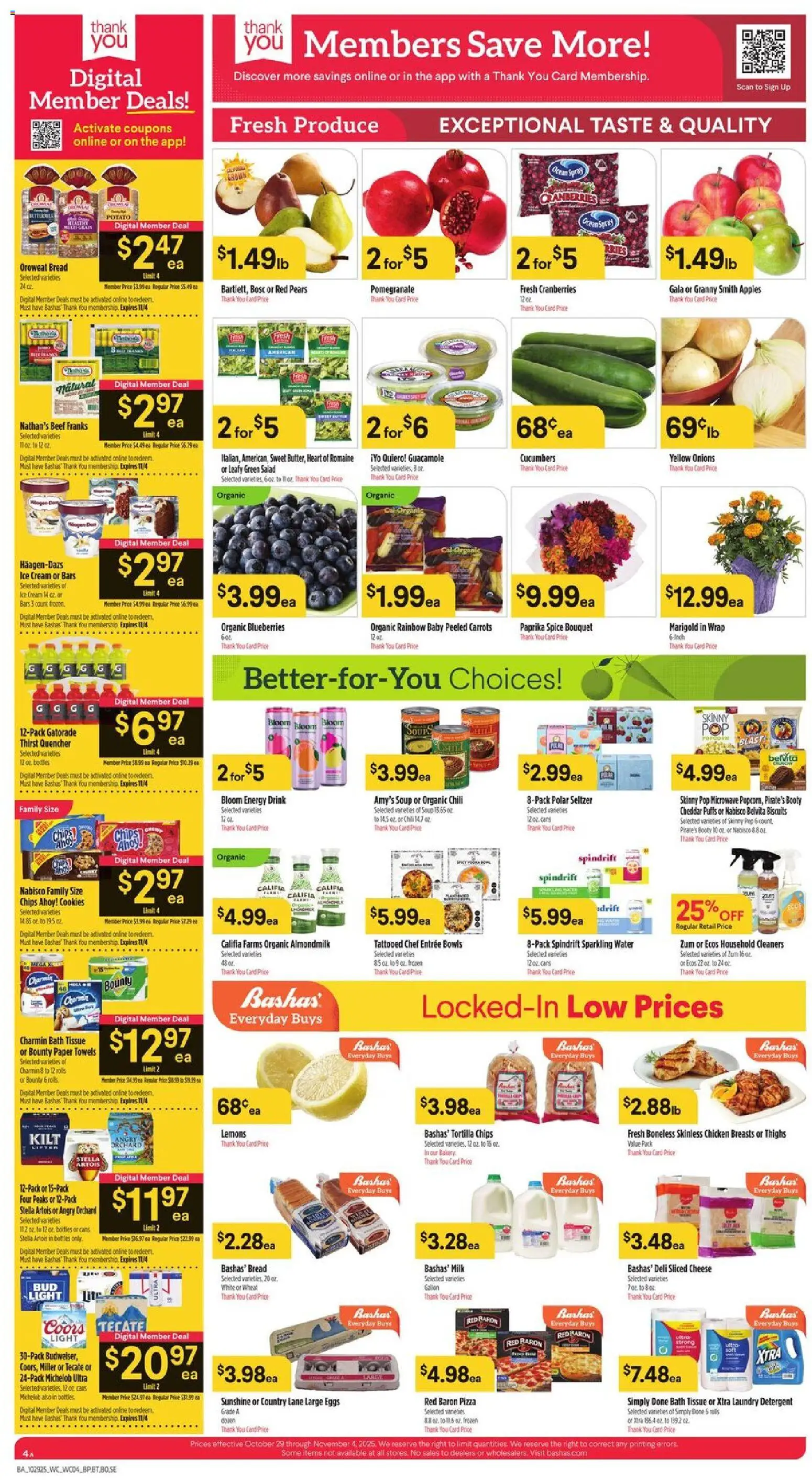 Basha's Weekly Ad - valid from 29.10.2025 | Page: 4 | Products: Romaine, Beef, Cream, Cucumbers