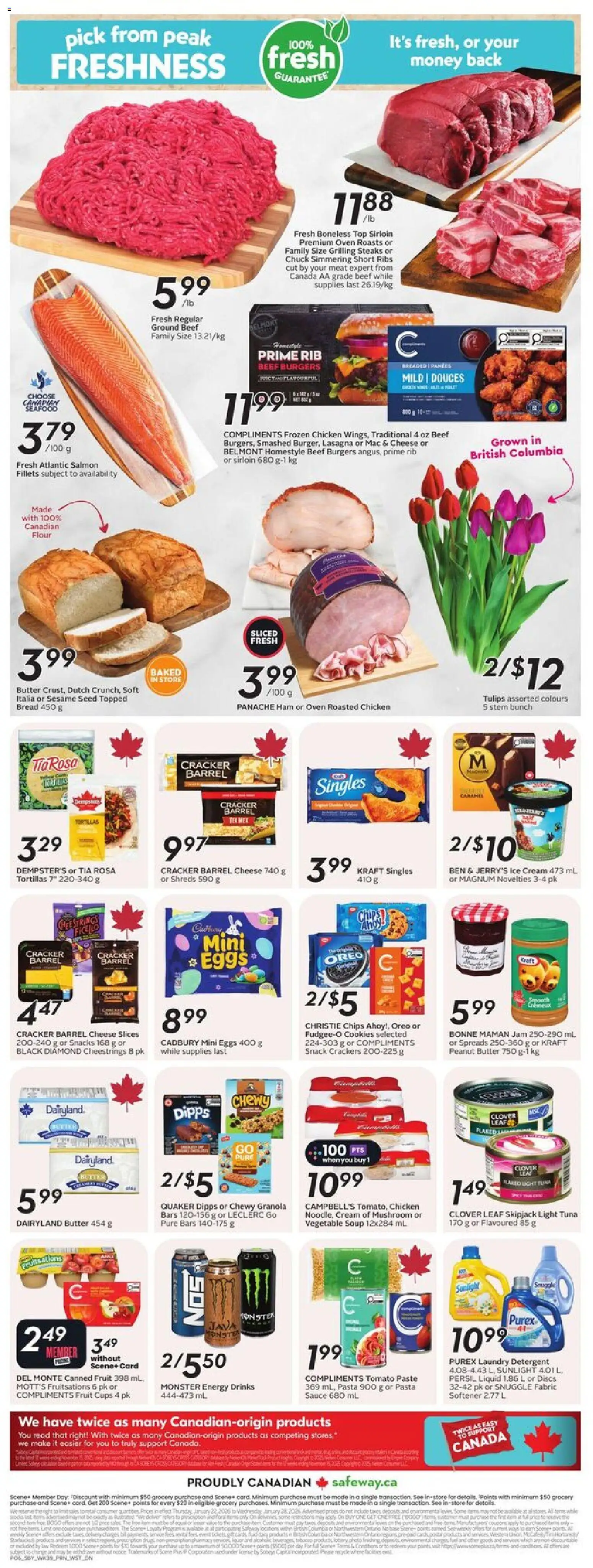 Safeway flyer valid from 22.01.2026 | Page: 4 | Products: Chips, Cream, Ice cream, Oven