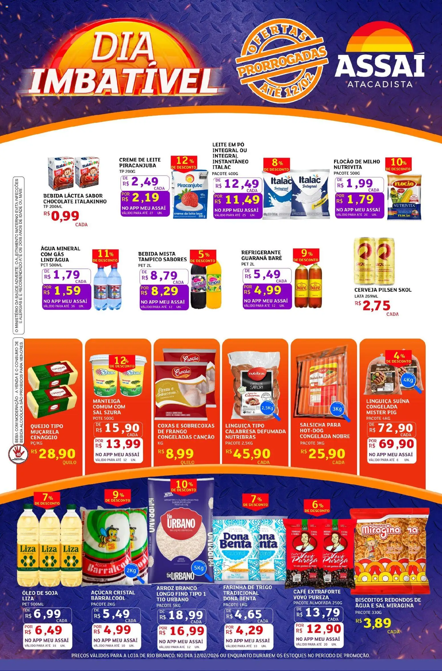 Assaí Atacadista Folheto - válido de 12.02.2026 | Página: 1 | Produtos: Salsicha, Muçarela, Refrigerante, Sal