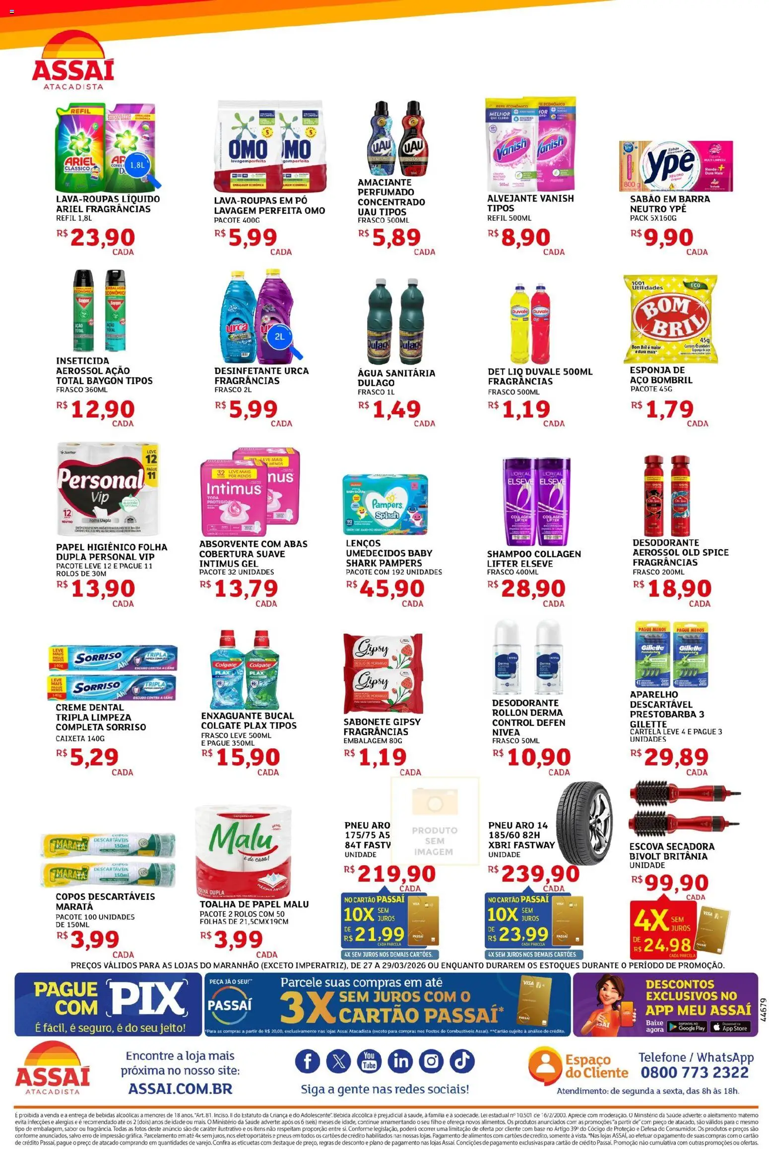 Assaí Atacadista Folheto - válido de 27.03.2026 | Página: 4 | Produtos: Pneu, Desodorante, Telefone, Amaciante