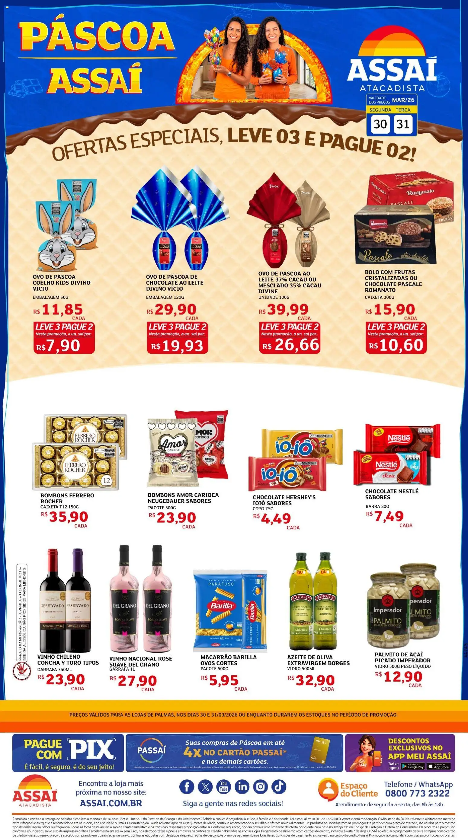Assaí Atacadista Folheto - válido de 30.03.2026 | Página: 1 | Produtos: Leite, Neugebauer, Macarrão, Bolo