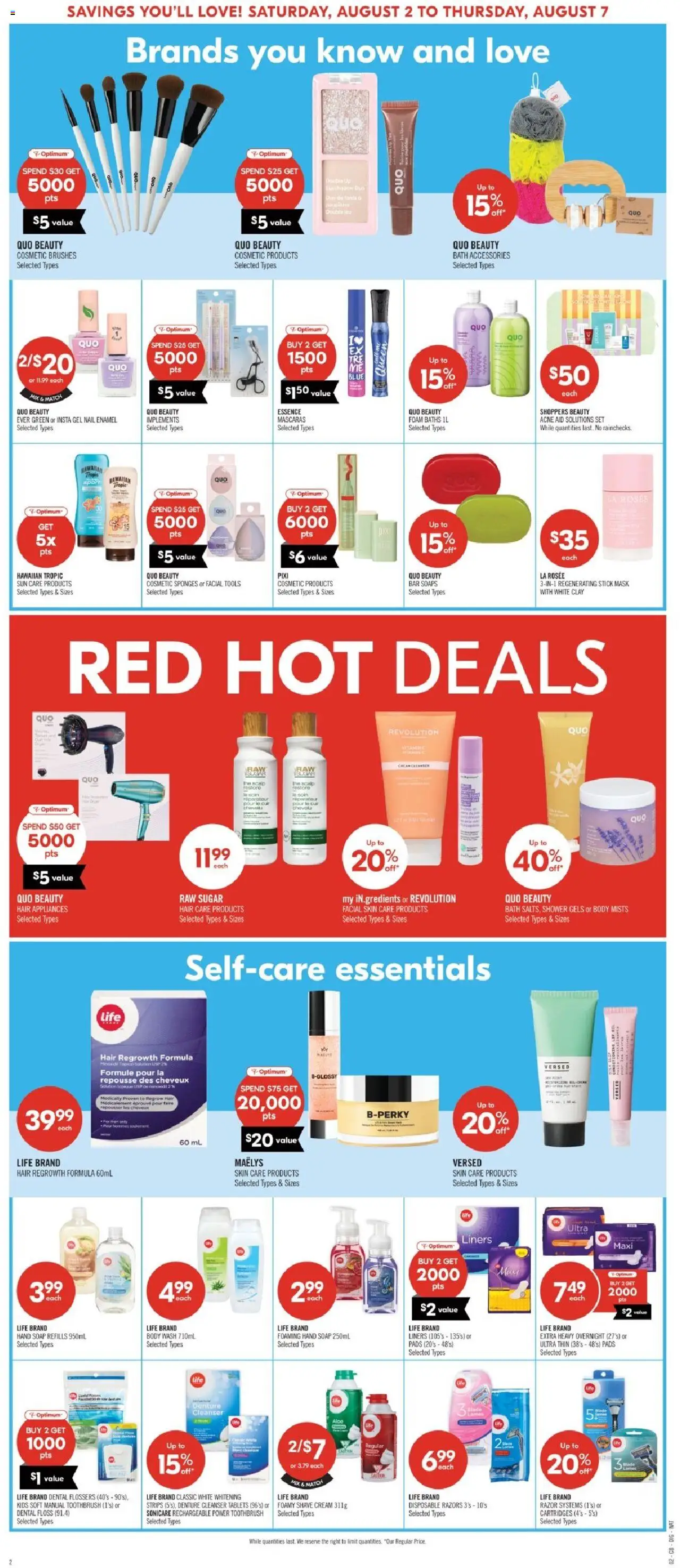 Shoppers flyer valid from 02.08.2025 | Page: 13 | Products: Cream, Mask, Body wash, Shower