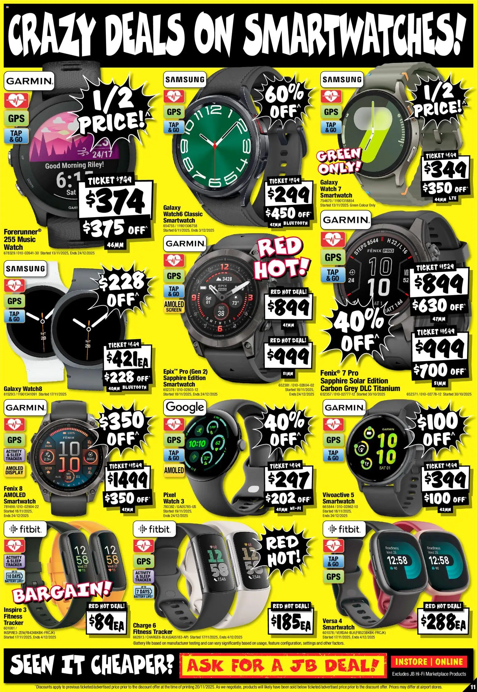 JB Hi-Fi catalogue - valid from 28.11.2025 | Page: 11 | Products: Battery, Watch, Screen, Smartwatch