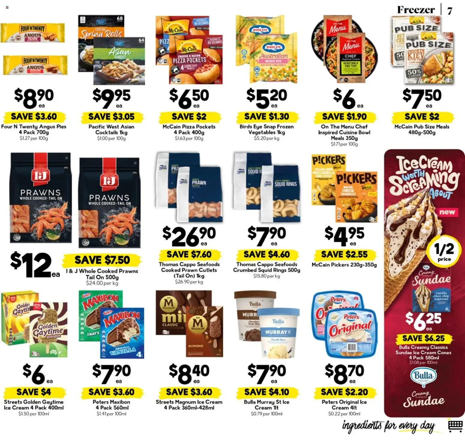 Drakes catalogue - valid from 18.02.2026 | Page: 7 | Products: Pizza, Prawns, Ice cream, Freezer