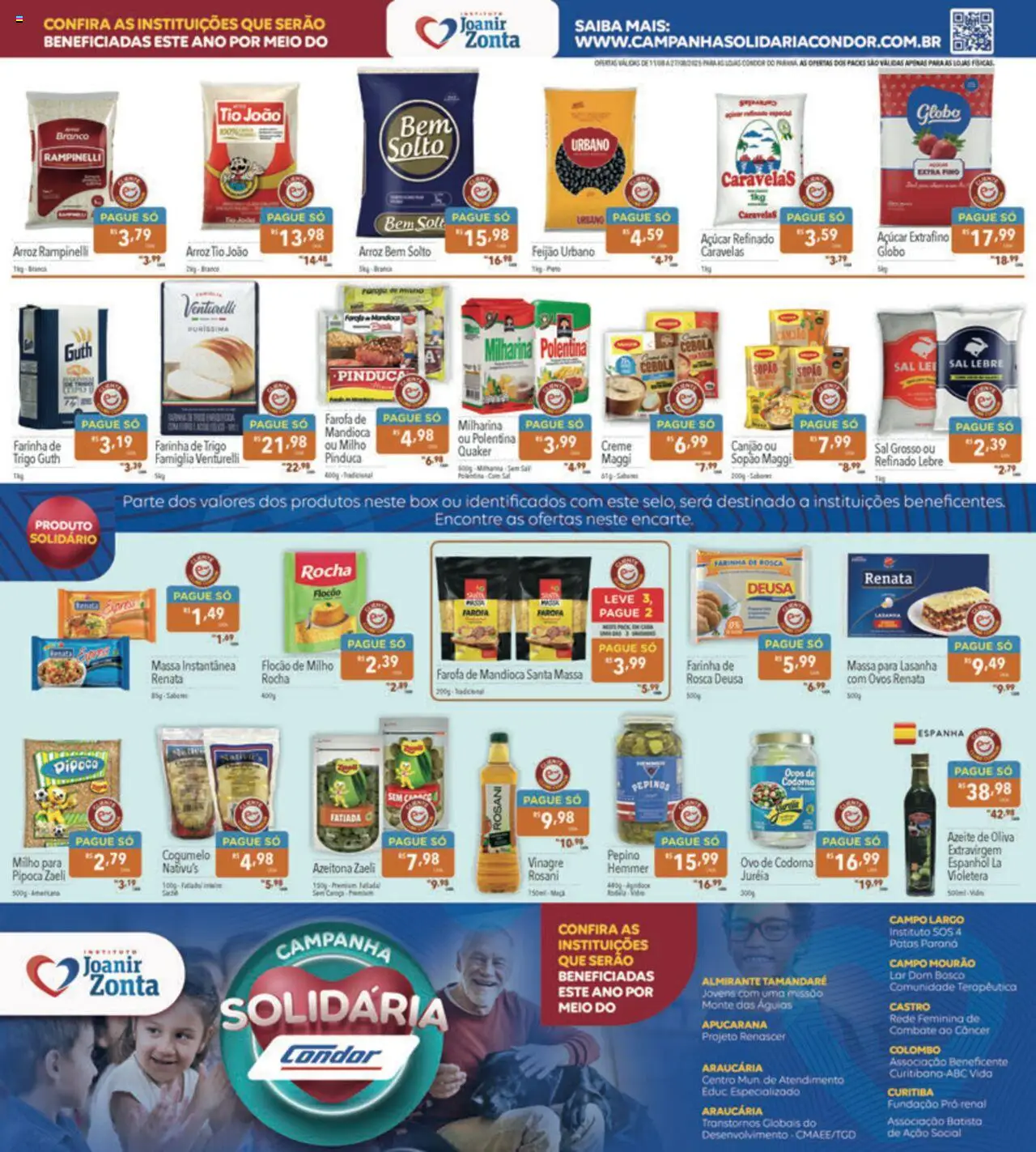 Supermercados Condor Folheto - válido de 11.08.2025 | Página: 2 | Produtos: Cebola, Massa, Sal, Azeite