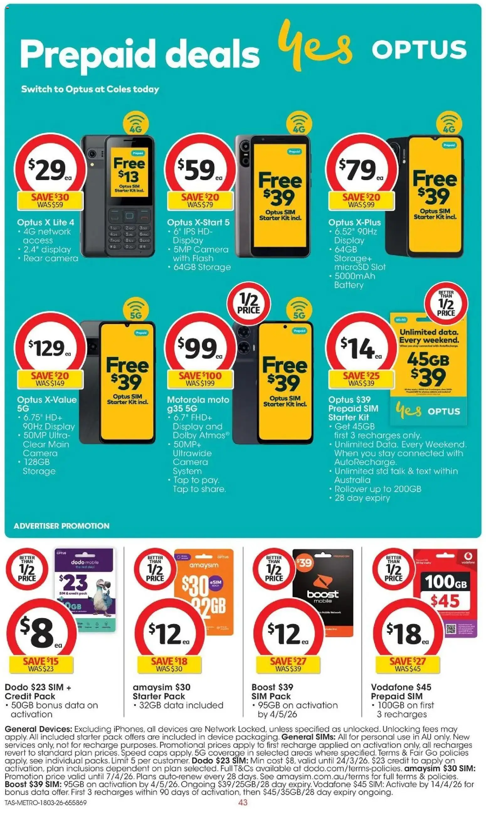 Coles catalogue - valid from 18.03.2026 | Page: 43 | Products: Battery, Device, Camera, Mobile