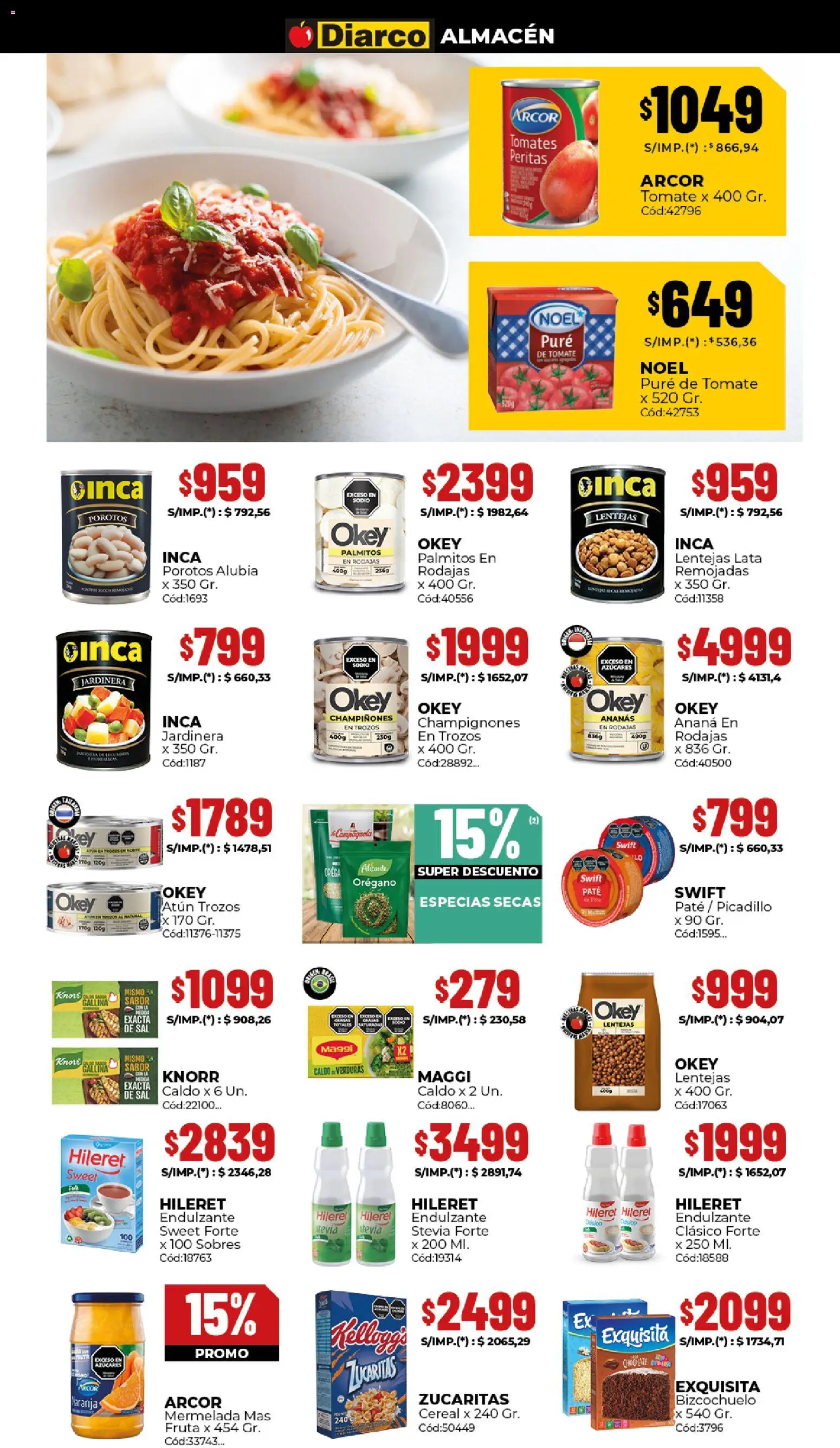 Diarco ofertas │ válido desde el 06.04.2026 | Página: 3 | Productos: Lentejas, Ananá, Tomates, Orégano
