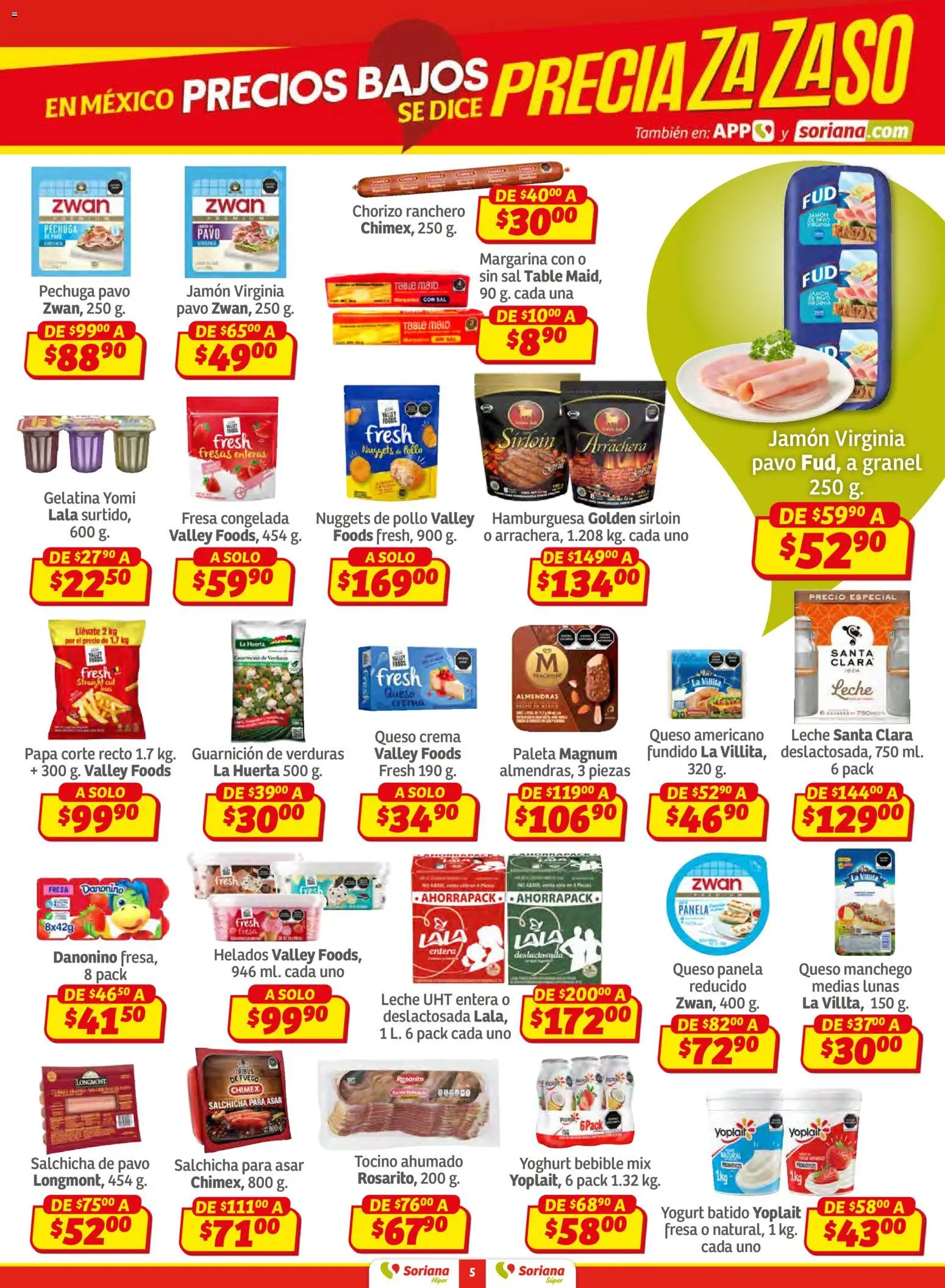 Nuevas ofertas de Soriana válidas en toda la República Mexicana desde el 12.02.2026. ¡Encuentra las mejores ofertas en Soriana - Preciazazaso Súper: BCS, Jal, Nay, Sin, Son! | Página: 5 | Productos: Tocino, Sal, Jamón, Fresas