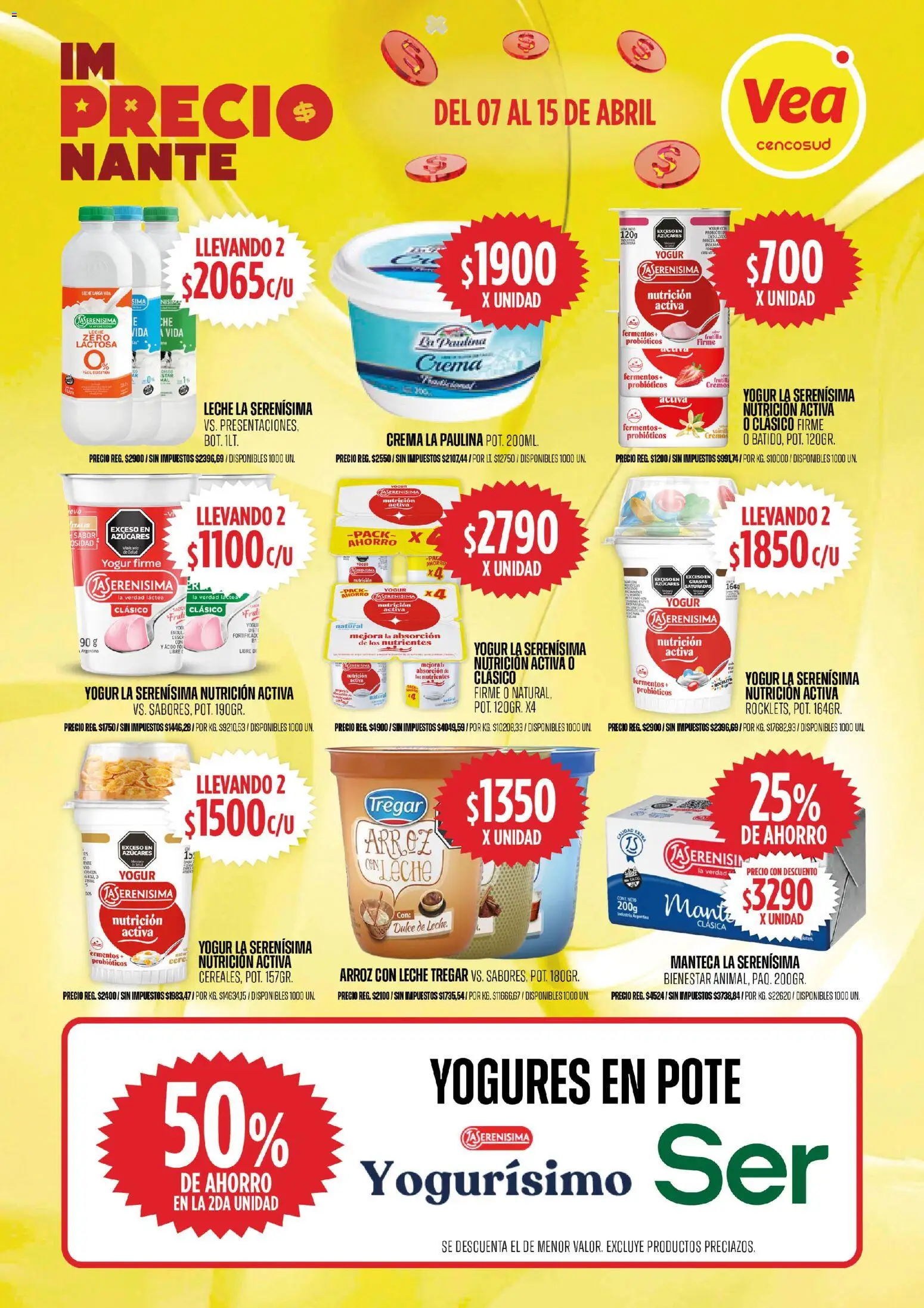 Vea ofertas │ válido desde el 07.04.2026 | Página: 6 | Productos: Leche, Manteca, Yogur, Crema